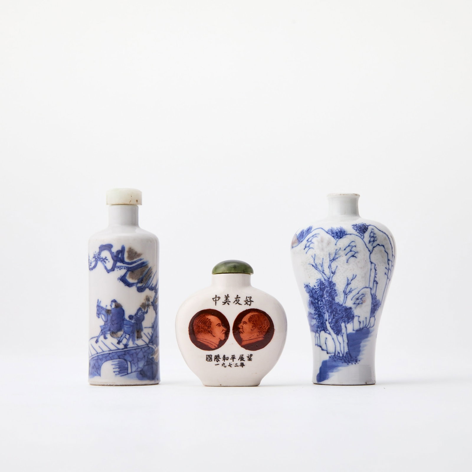 Three Chinese Porcelain Snuff Bottles 19th-20th Century (1 of 6)