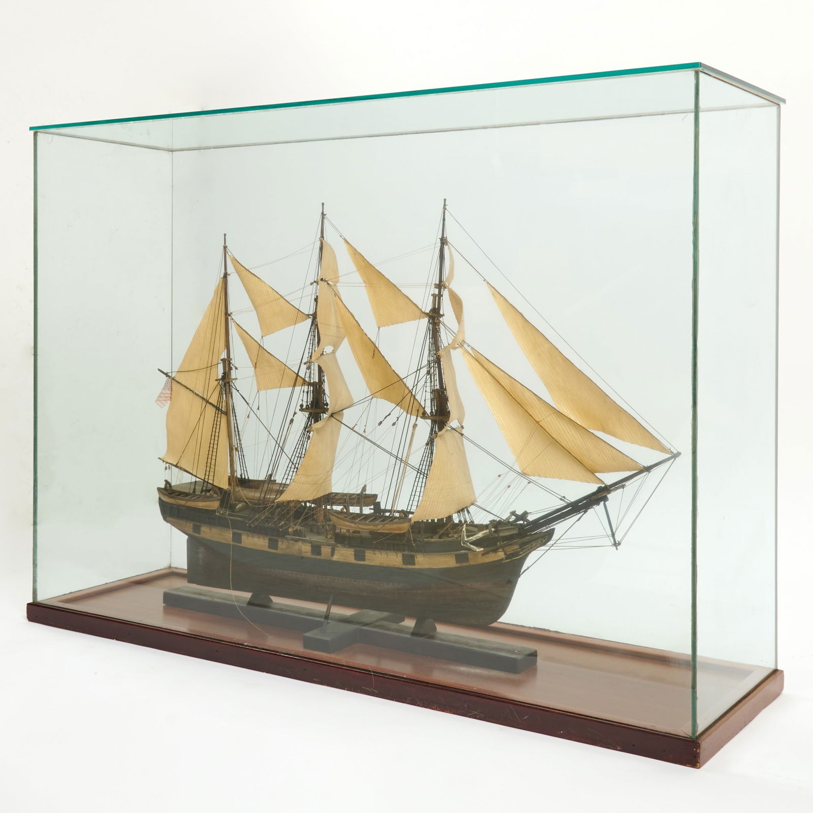 Model of a Three-Masted Ship in a Glass Vitrine (1 of 6)