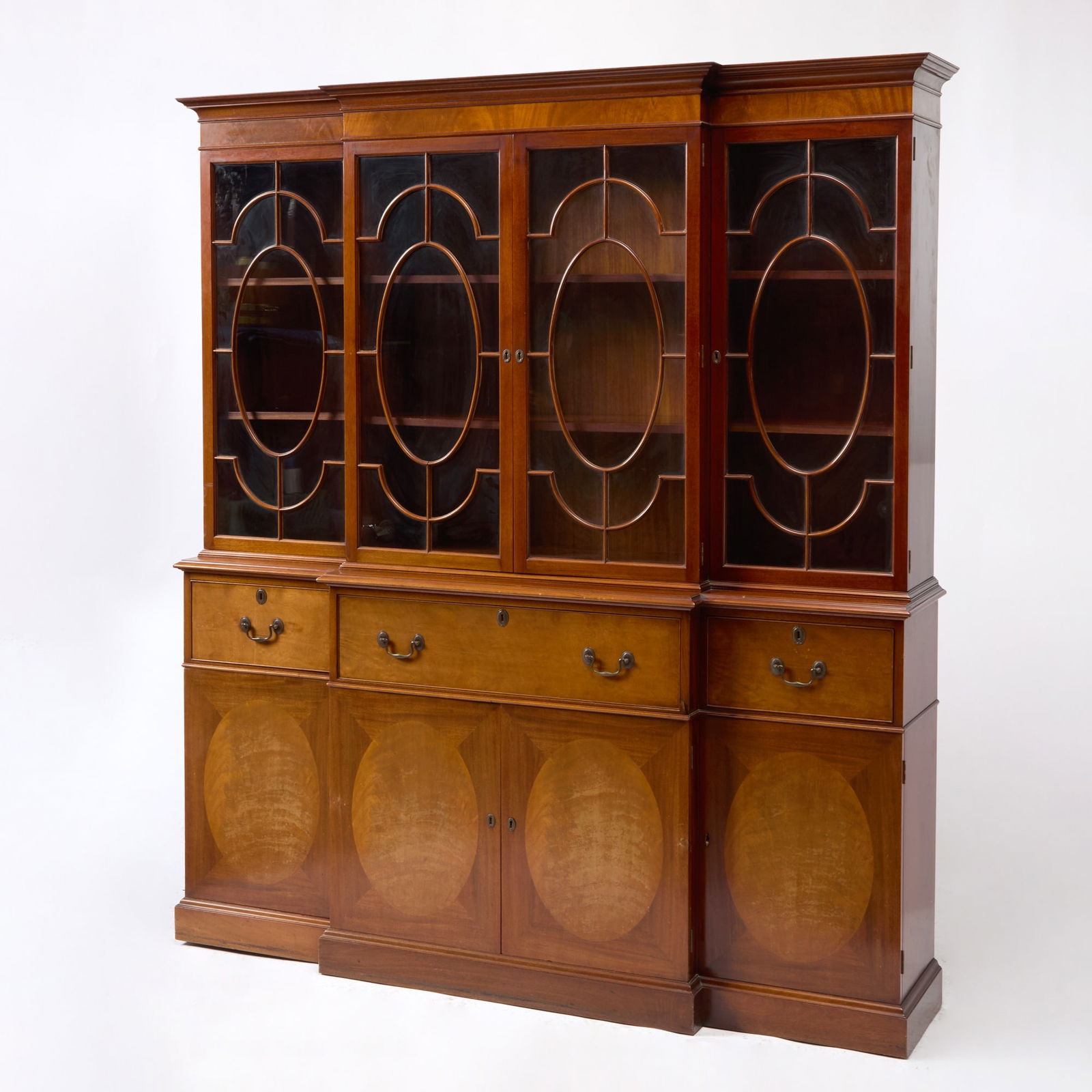 George III Style Inlaid Mahogany Breakfront (1 of 9)