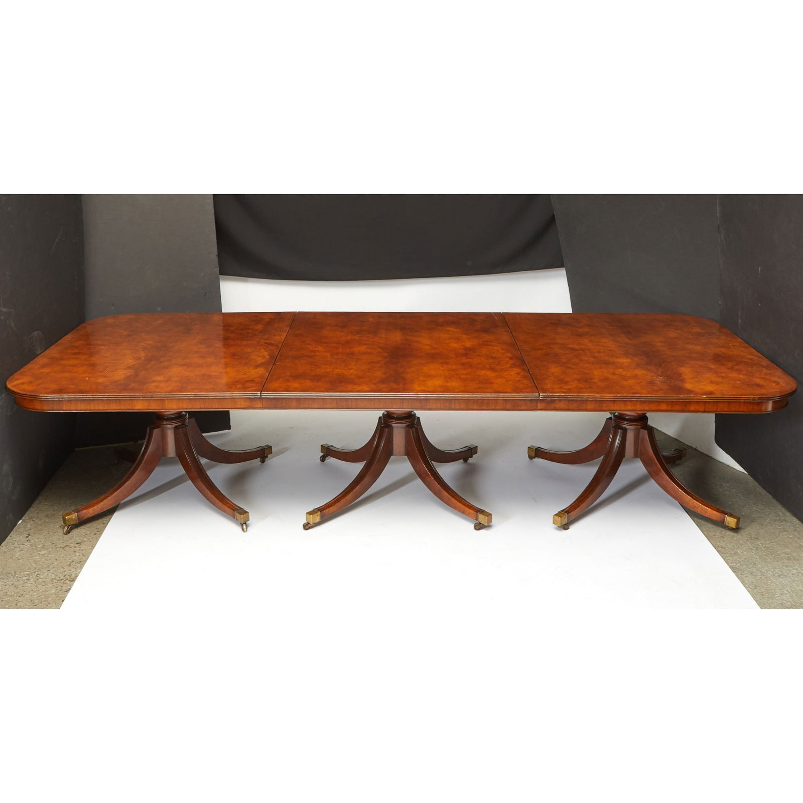 George III Style Mahogany Triple Pedestal Dining Table (1 of 2)