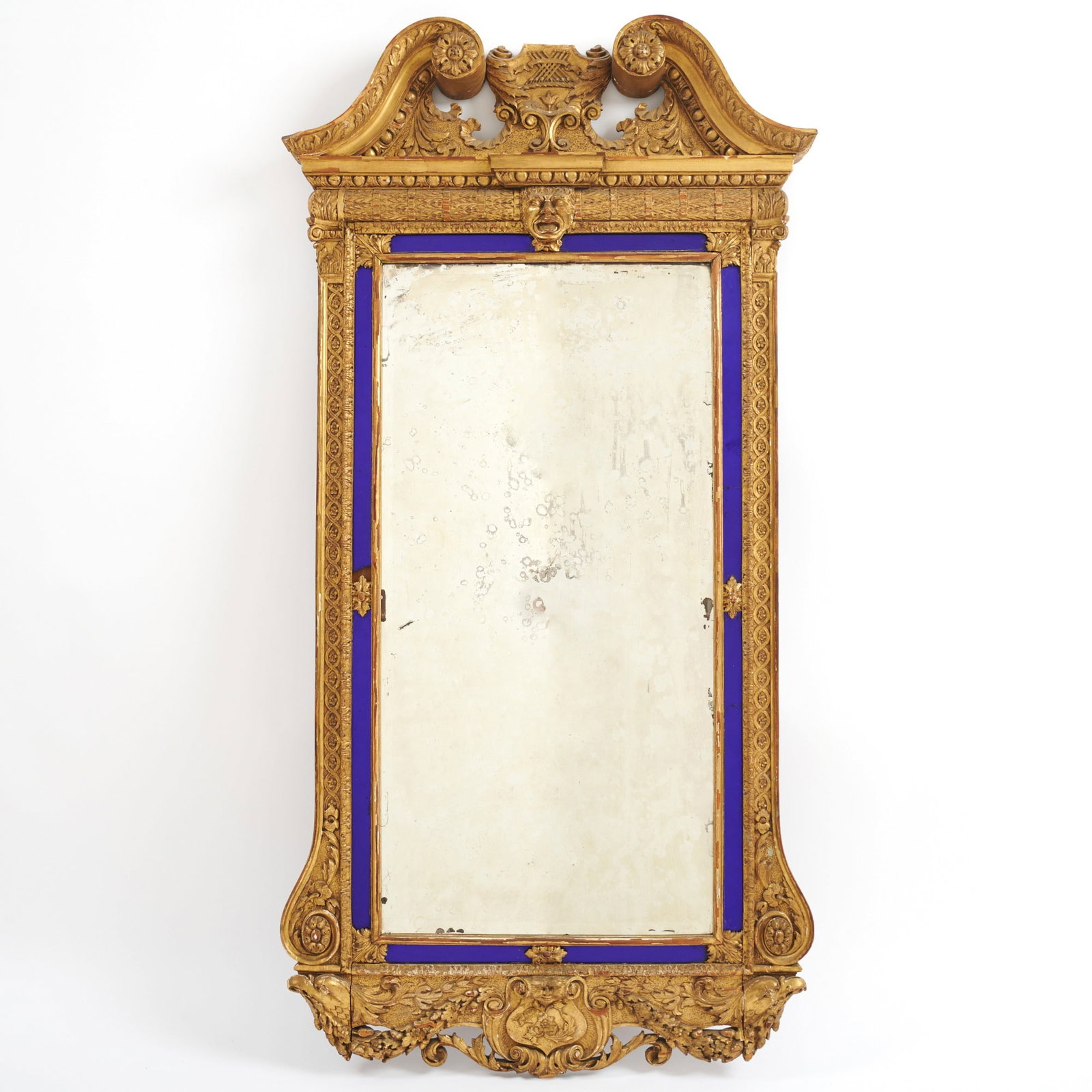 George I Style Cobalt Glass and Giltwood Mirror (1 of 3)