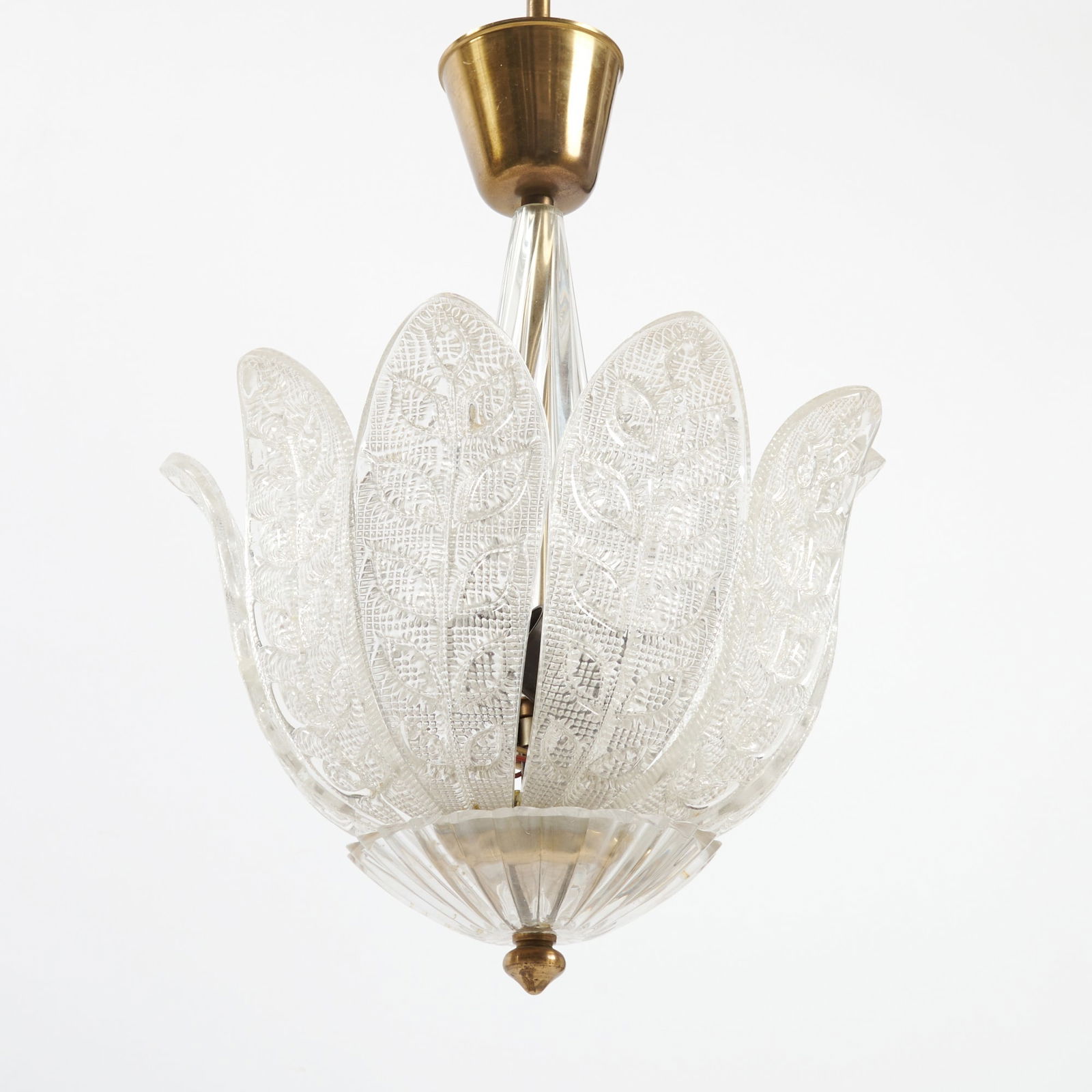 Pair of Carl Fagerlund for Orrefors Crystal Light Fixtures: Height 18 inches, diameter 14 inches.