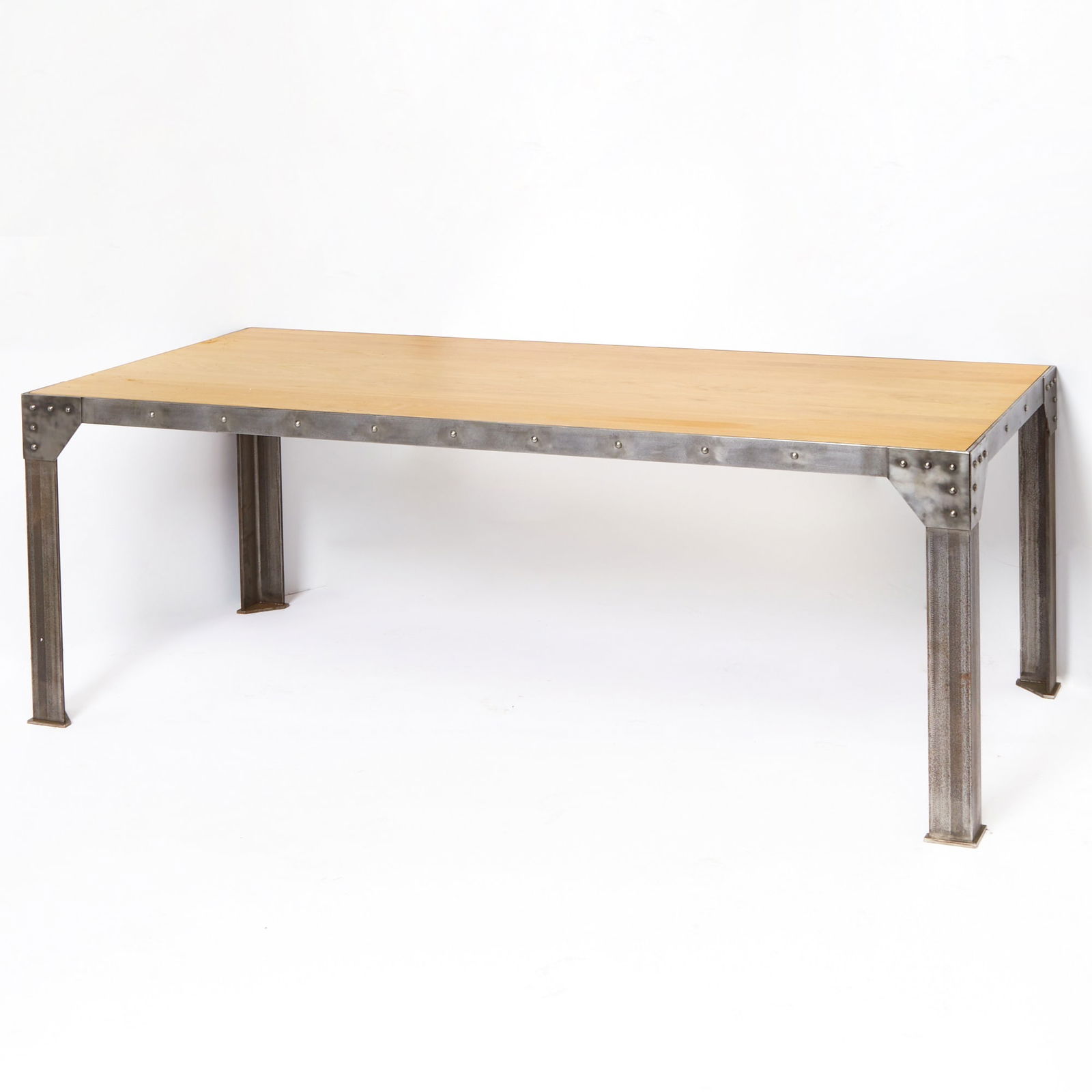 Modern Iron and Cerused Oak Veneer Dining Table (1 of 3)