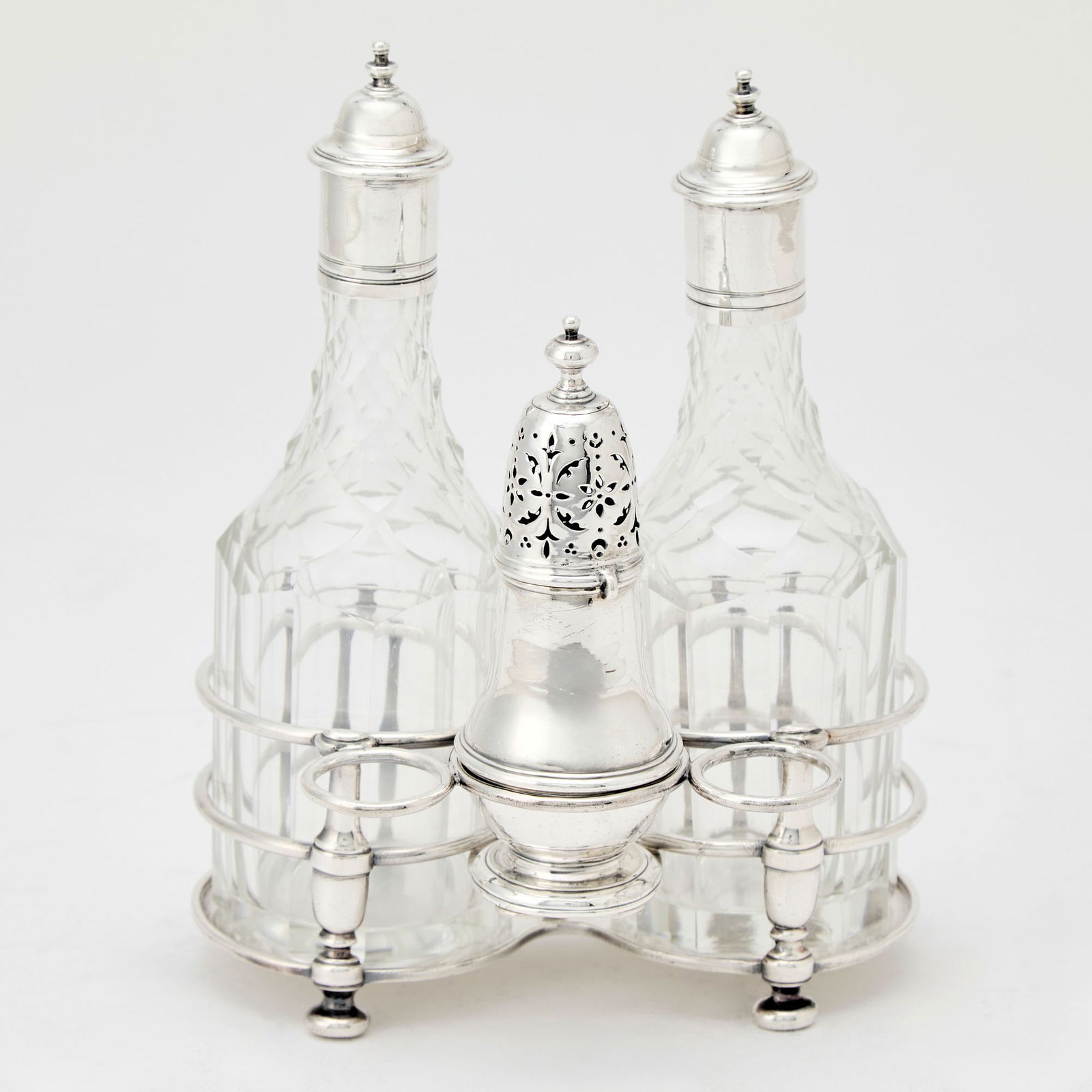 George I Sterling Silver Cruet Stand (1 of 5)
