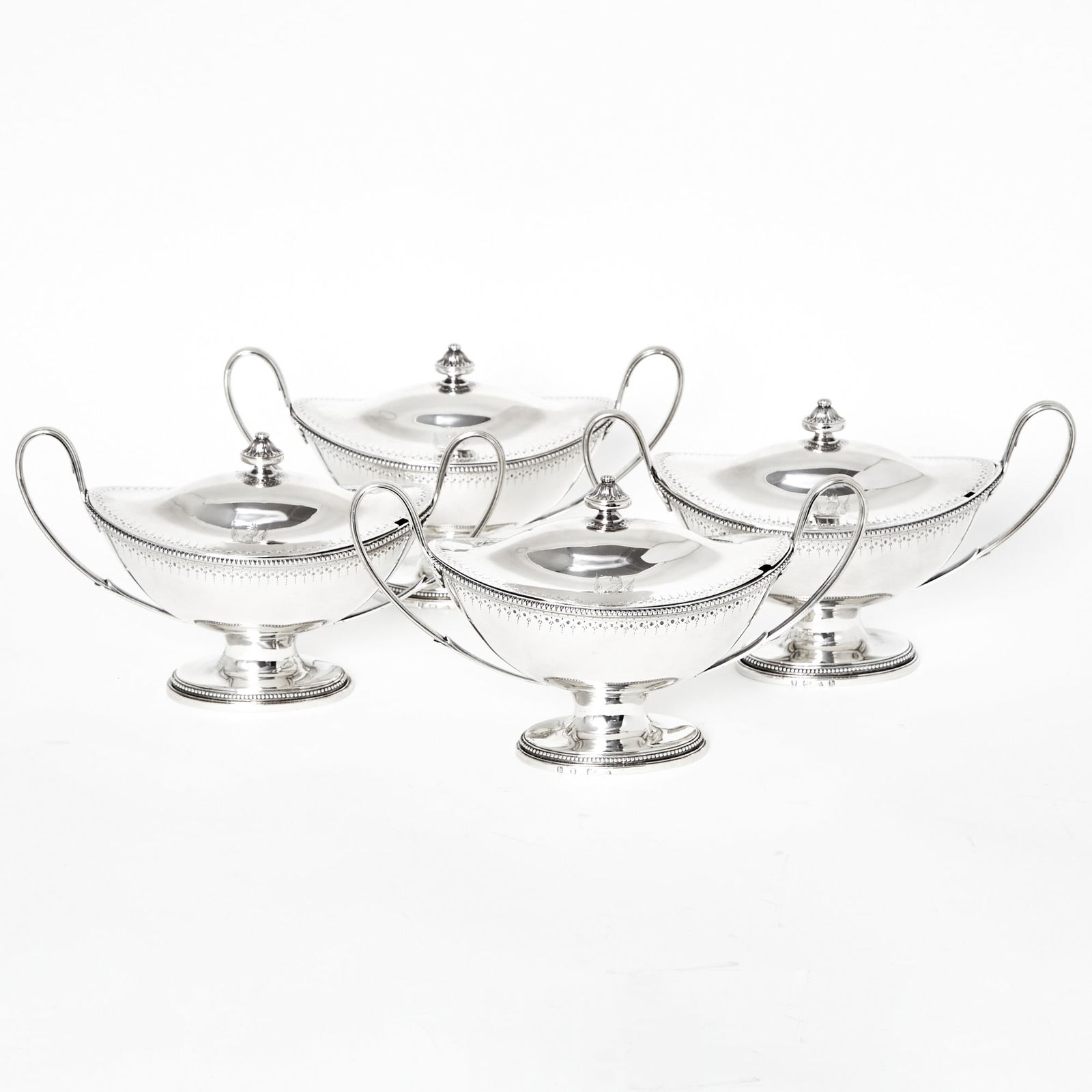 Set of Four George III Sterling Silver Covered Sauce Tureens (1 of 2)