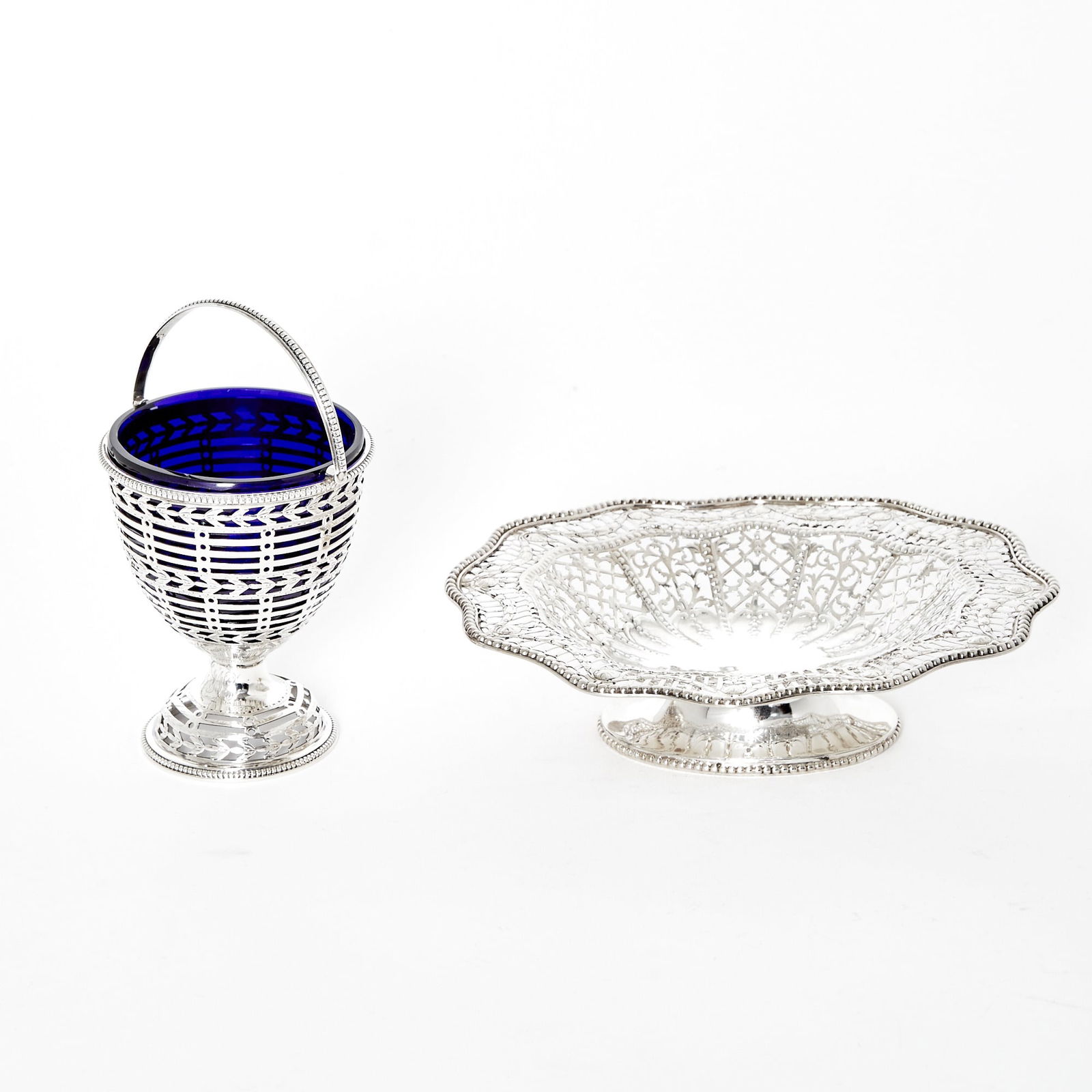 George III Sterling Silver Sweetmeat Basket and Cream Pail (1 of 4)