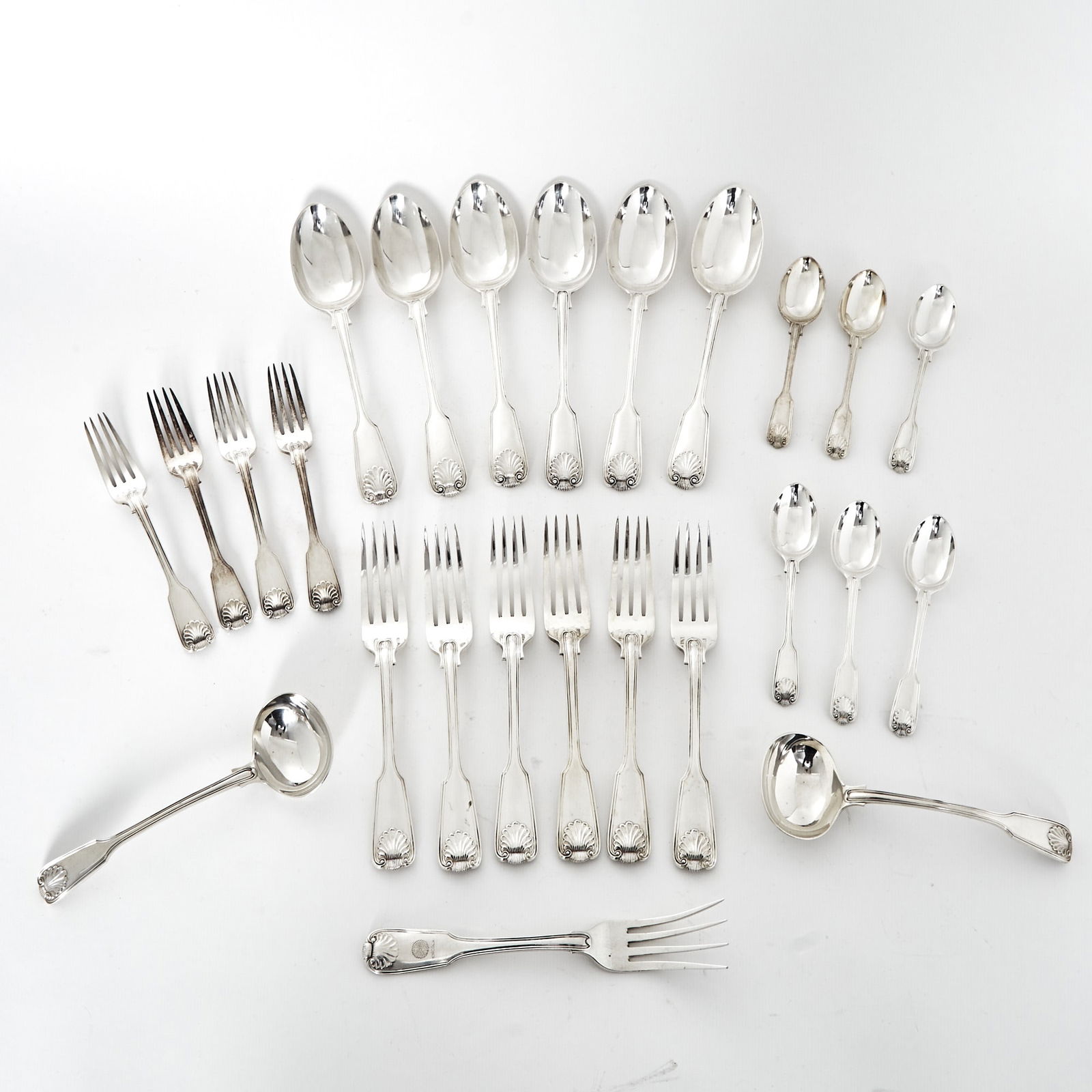 Victorian Sterling Silver "Thread and Shell" Pattern Part Flatware Service (1 of 2)