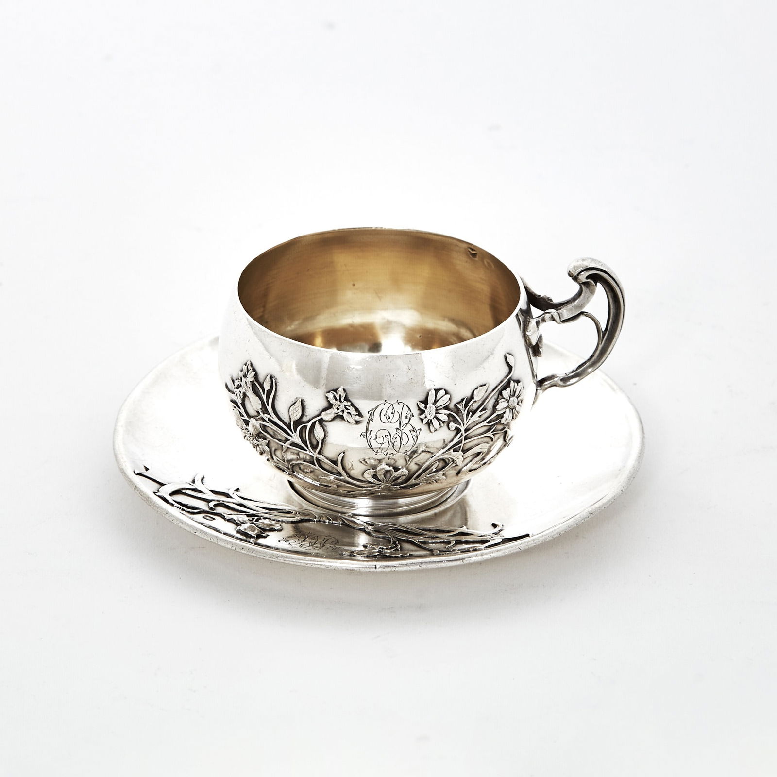 French Silver Teacup and Saucer (1 of 3)