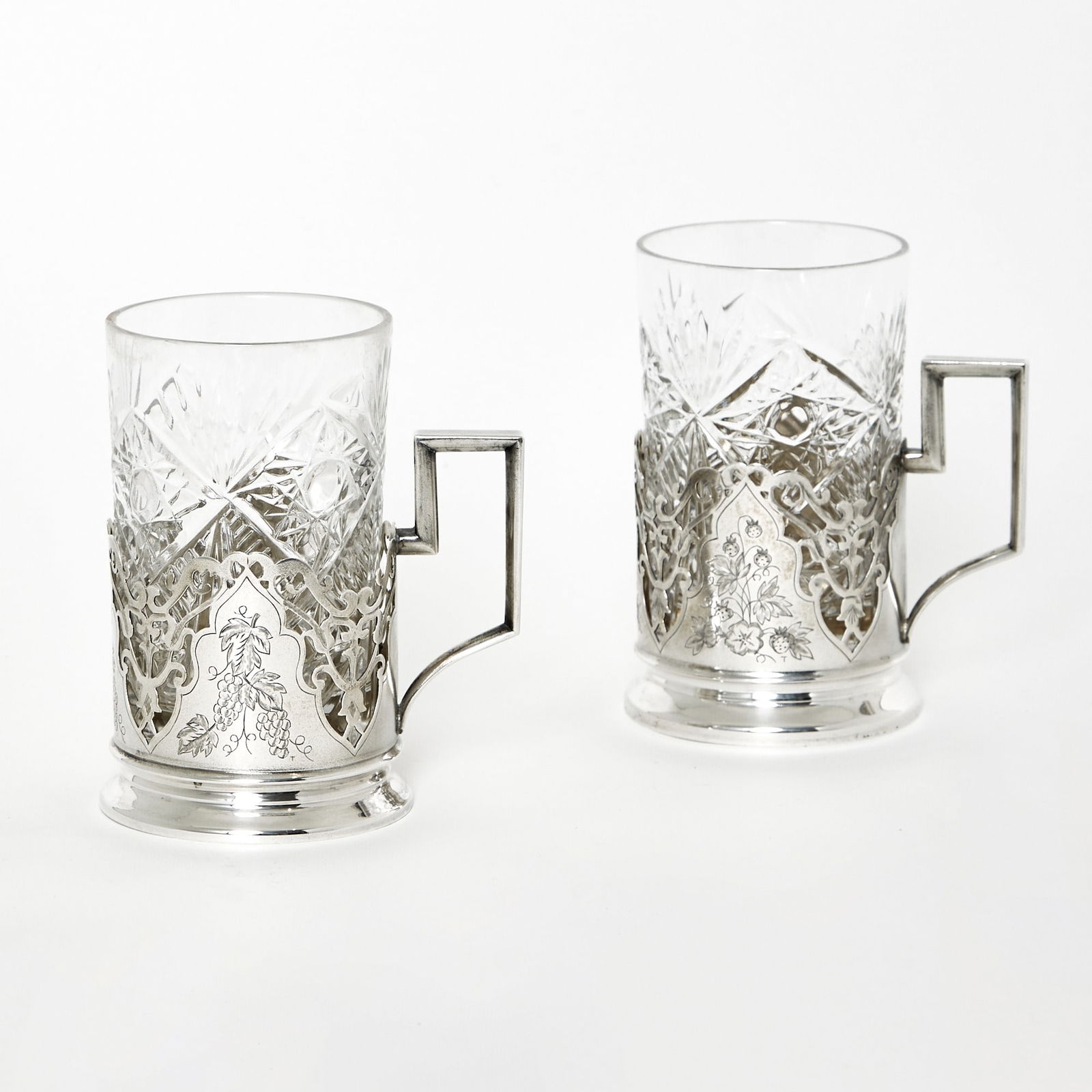 Pair of Soviet Russian Silver Tea Glass Holders (1 of 3)
