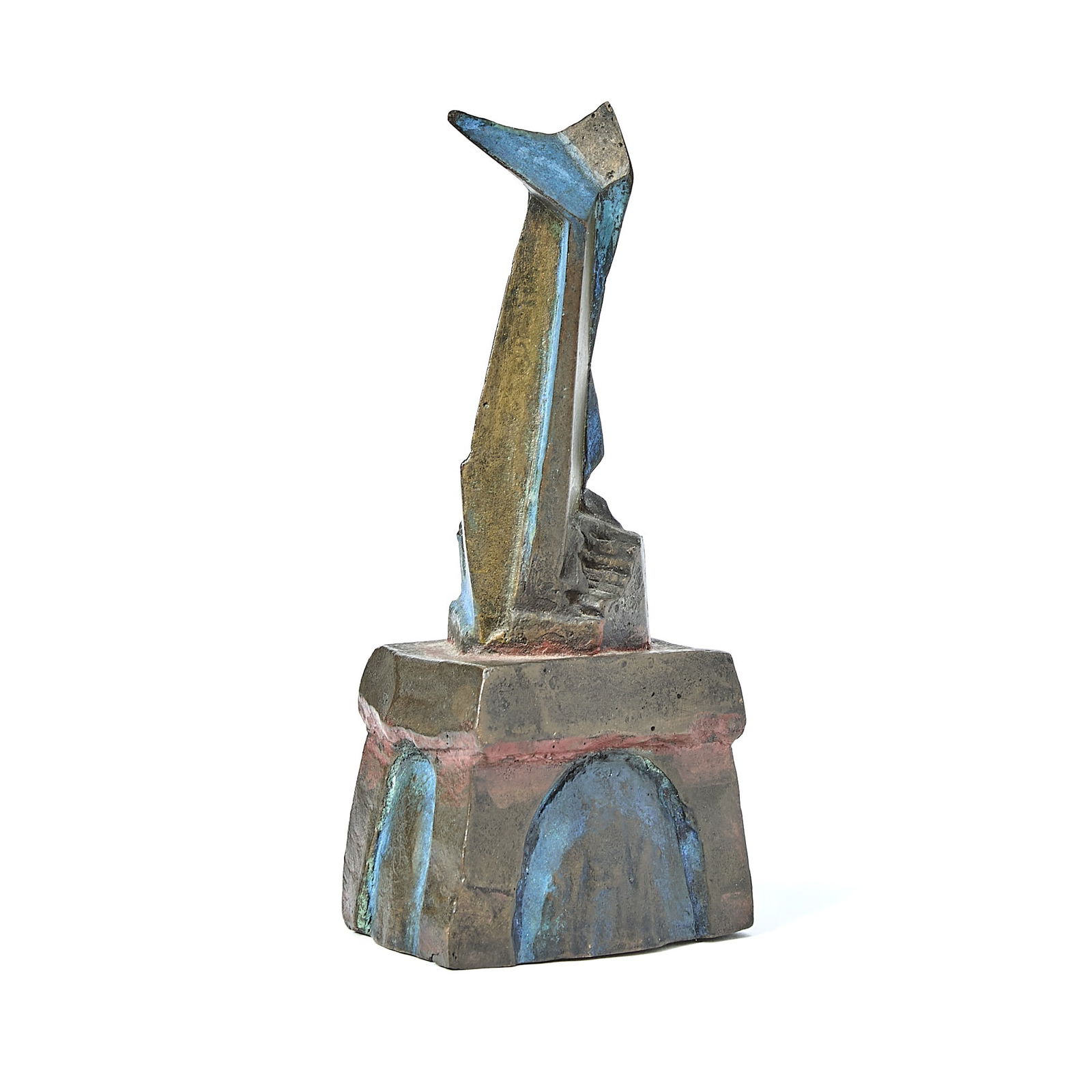 Max Weber: American, 1881–1991 Abstraction/Skyscraper, conceived 1916; cast 1977 Inscribed and numbered Max Weber 1916 1/6 with artist's bird device, underneath the base Polychromed bronze Height 5 inches