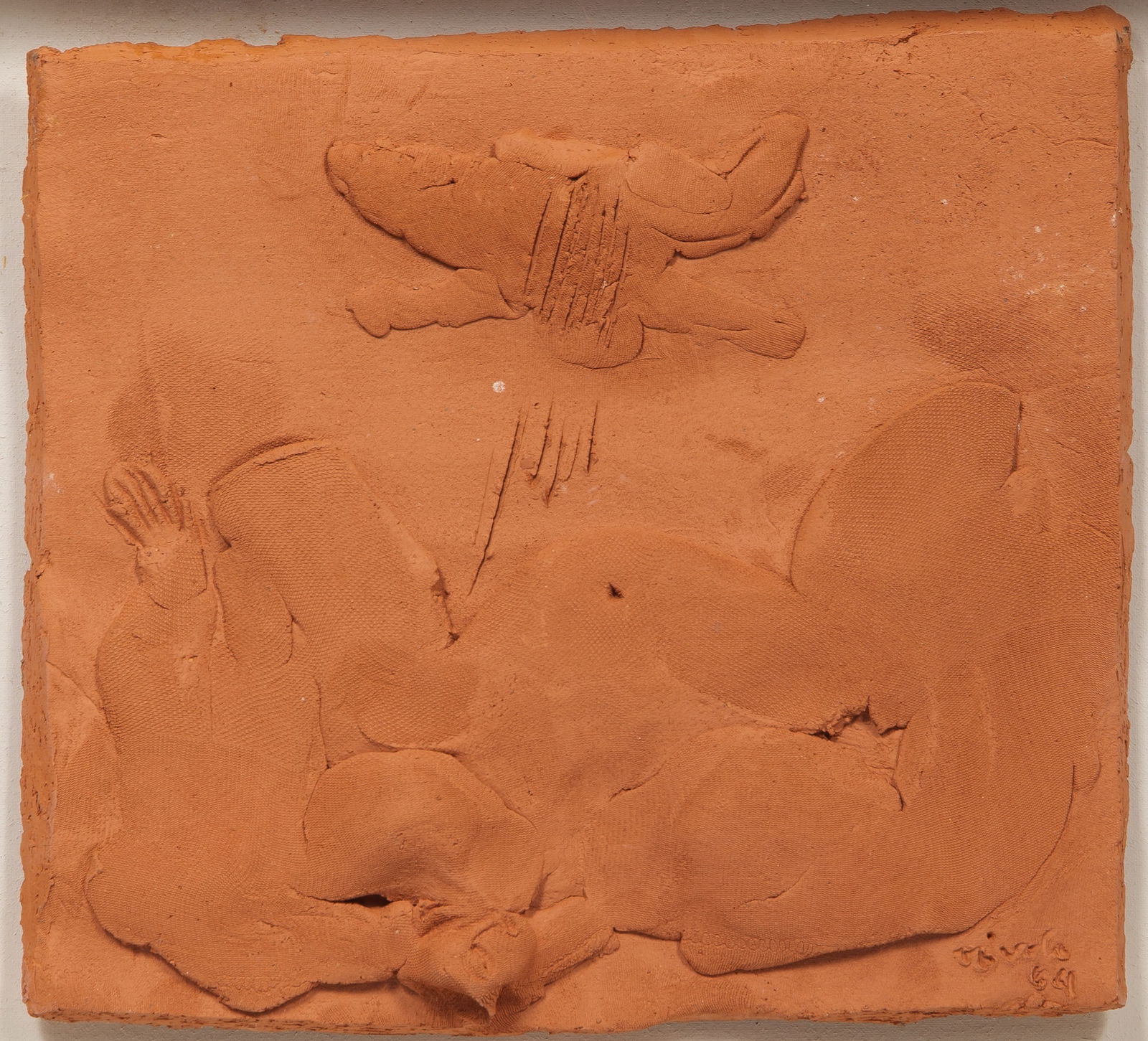 Costantino Nivola: Italian, 1911-1988 Cielo E Terra, 1969 Signed and dated Nivola 69 (lr) Terracotta 8 1/4 x 9 inches (21 x 22.9 cm) Provenance: Byron Gallery Inc., New York (Framed 11 1/2 x 12 1/2 x 2 3/4 inches) 