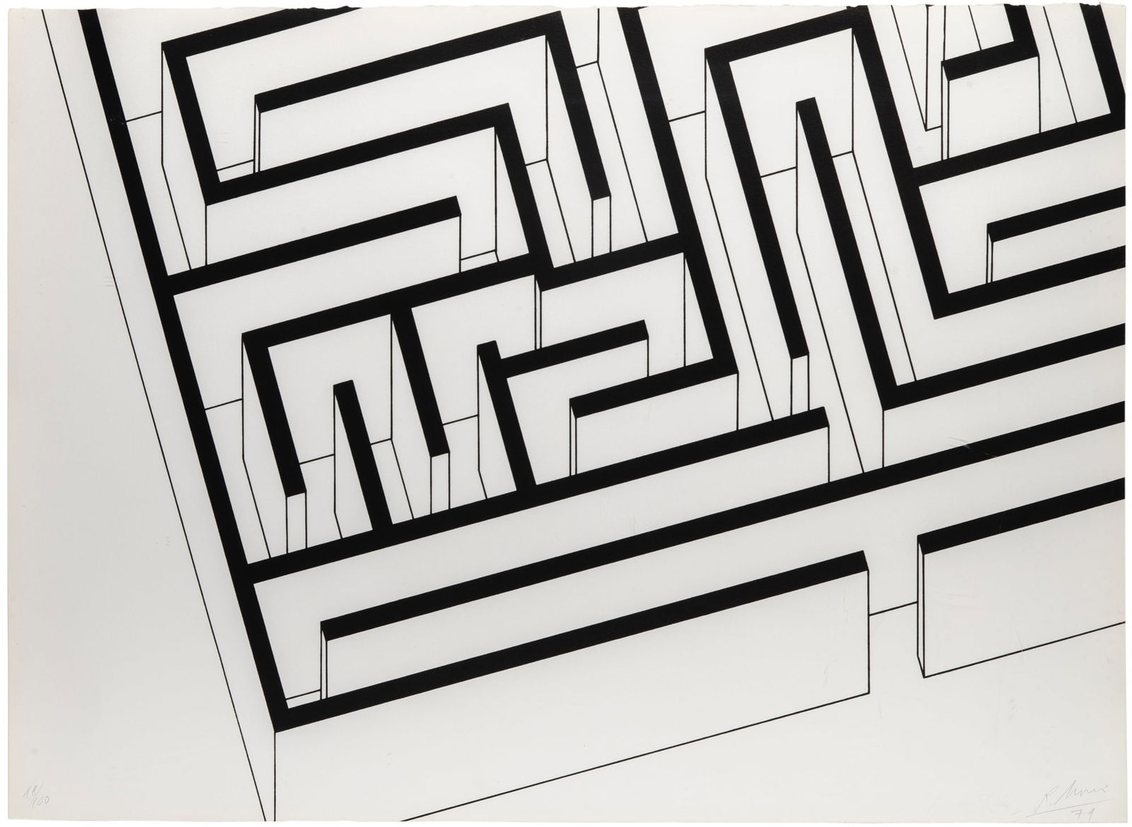 Robert Morris (1931-2018): UNTITLED Screenprint, 1974, on wove paper, signed, dated and numbered 48/100 in pencil, with the artist's copyright ink stamp verso, from Merce Cunningham Portfolio, printed by Styria Studio, New