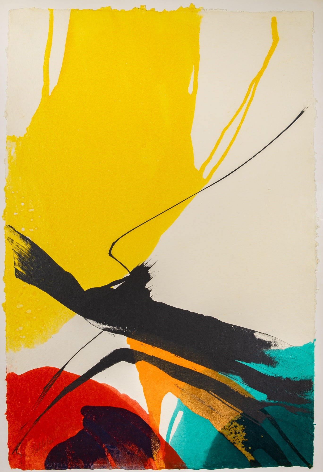 Paul Jenkins (1923-2012): FOUR WINDS (I)Color monoprint, 1980, on handmade TGL paper, signed and dated in pencil, numbered and inscribed PJ80-376 verso, in pencil, published by Tyler Graphics, New York, and with their blindsta