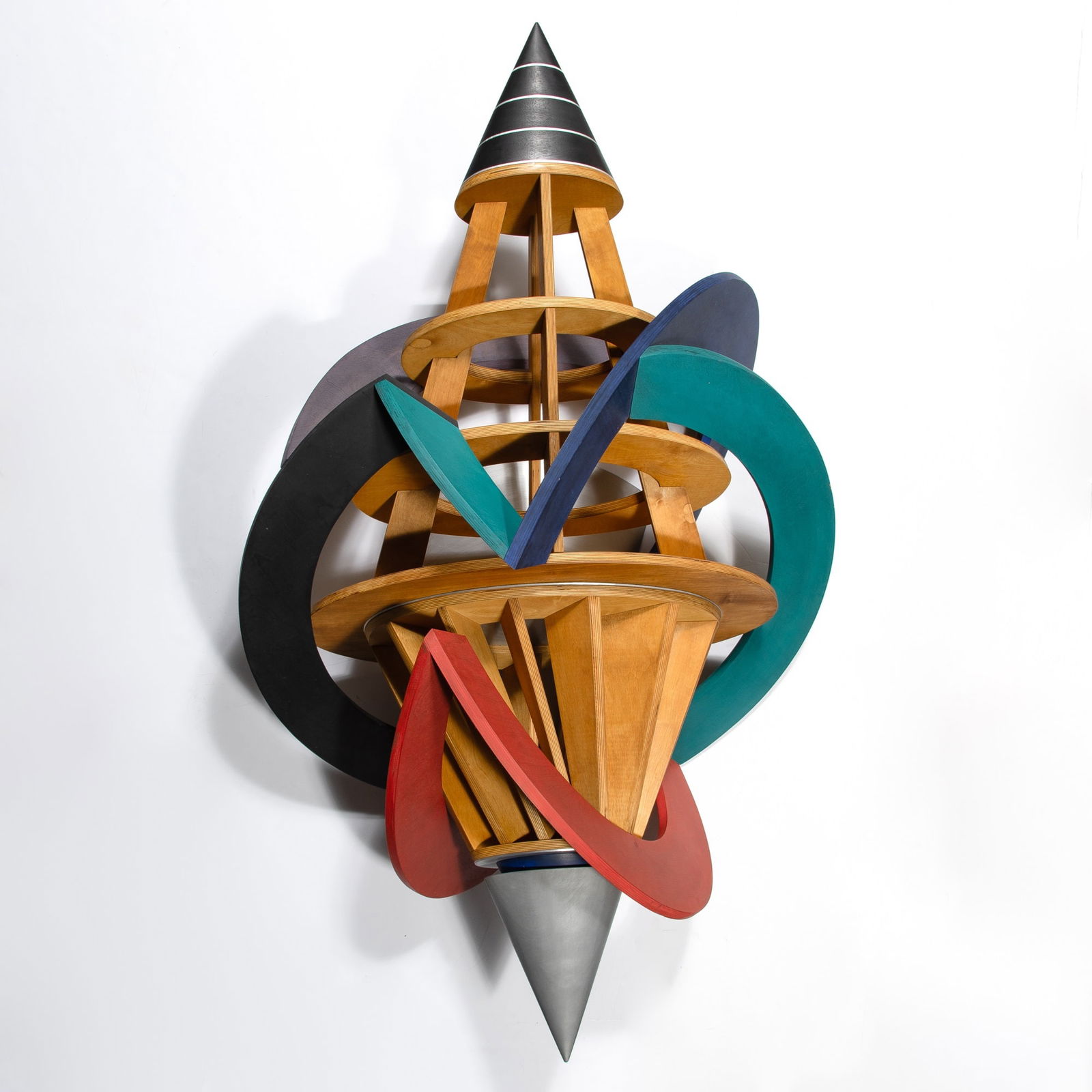 John Okulick: American, b. 1947 Power Arc, 1989 Painted wood and metal 74 x 48 x 23 inches (188 x 121.9 x 58.4 cm) Provenance: Berggruen Gallery, San Francisco, 1989