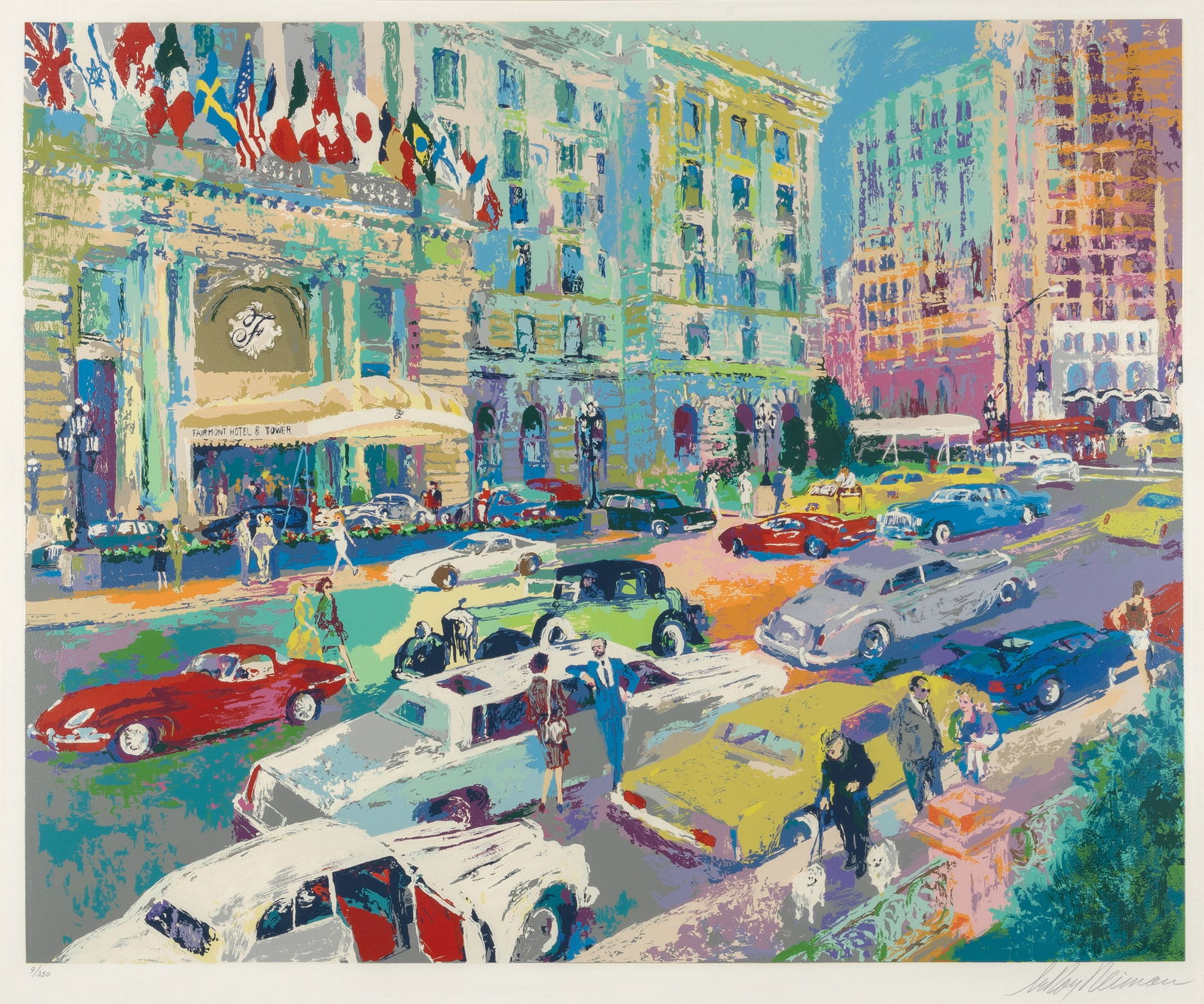 LeRoy Neiman (1921-2012): NOB HILL Color screenprint, 1985, on wove paper, signed and numbered 9/350 in pencil, with full margins, framed. Image 30 3/4 x 37 7/8 inches (78.1 x 96.2 cm) Frame 41 3/4 x 48 1/4 inches (106.0 x