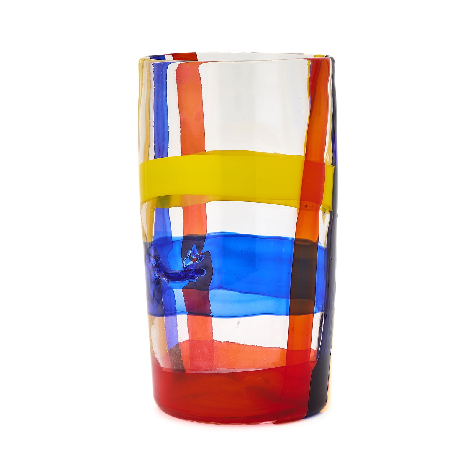 Jennifer Bartlett: American, 1941-2022 Untitled Vase, circa 1998 Blown colored glass 10 3/4 x 5 3/4 inches (27.3 x 14.6 cm) This glass vase was blown by glassblower Deborah Czeresko. Ms. Czeresko has confirmed the