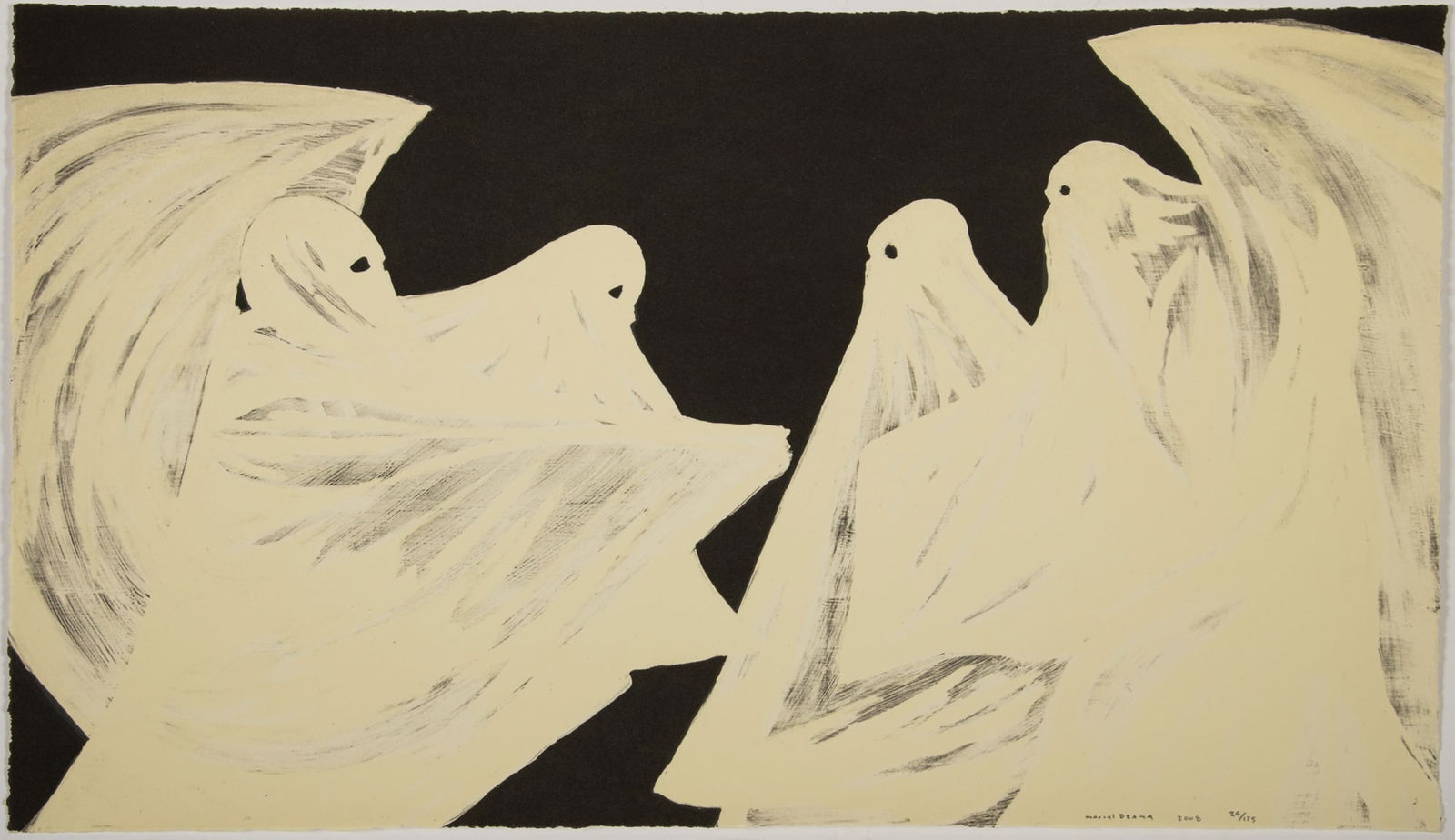 Marcel Dzama (b. 1974): SCARED OF HIS OWN GHOST Lithograph with photoluminescent pigment, 2008, signed, dated and numbered 26/175 in pencil, printed by Derriere L'Etoile Studios, New York, published by I.C. Editions and