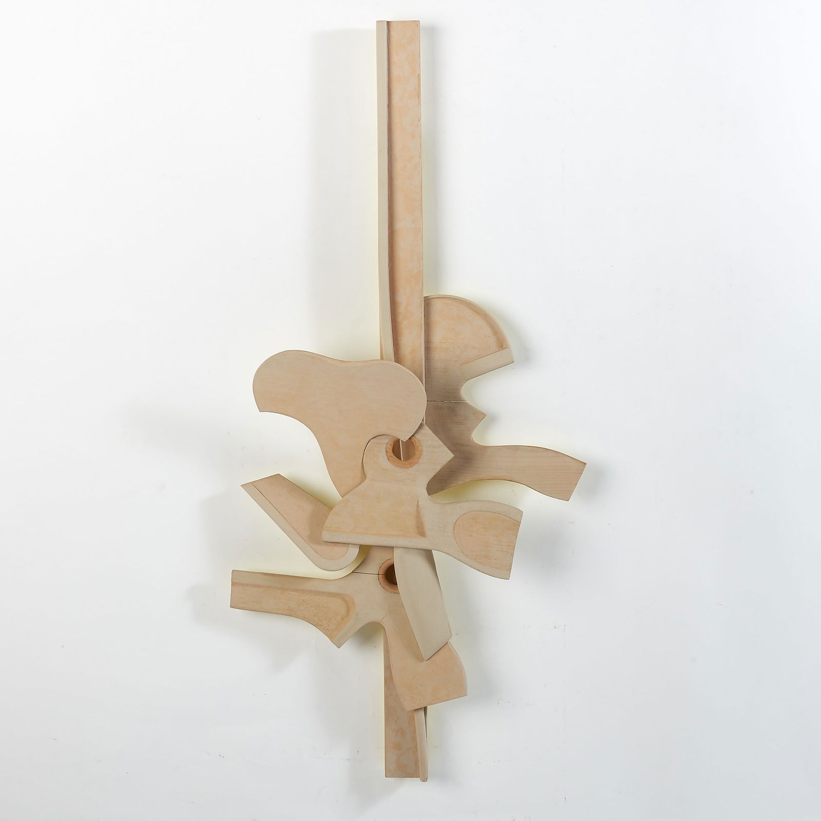 Joe Caroff: American, 1921-2025Terni Sculpture, 2008Wood with acrylic wash49 x 23 x 5 inches (124.5 x 58.4 x 12.7 cm) There are two repaired breaks to the work (lower left, upper right). A few more light splits