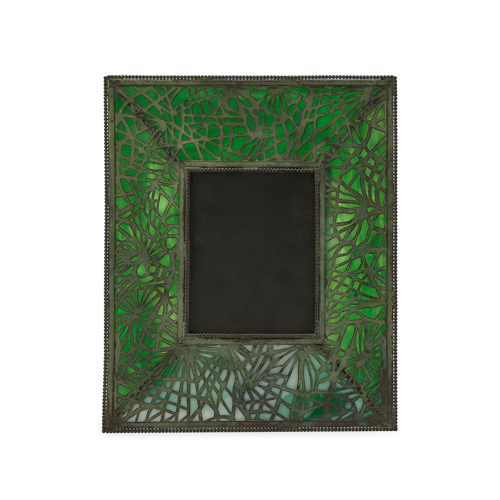 Tiffany Studios Etched Metal and Green Favrile Glass Photograph Frame (1 of 4)