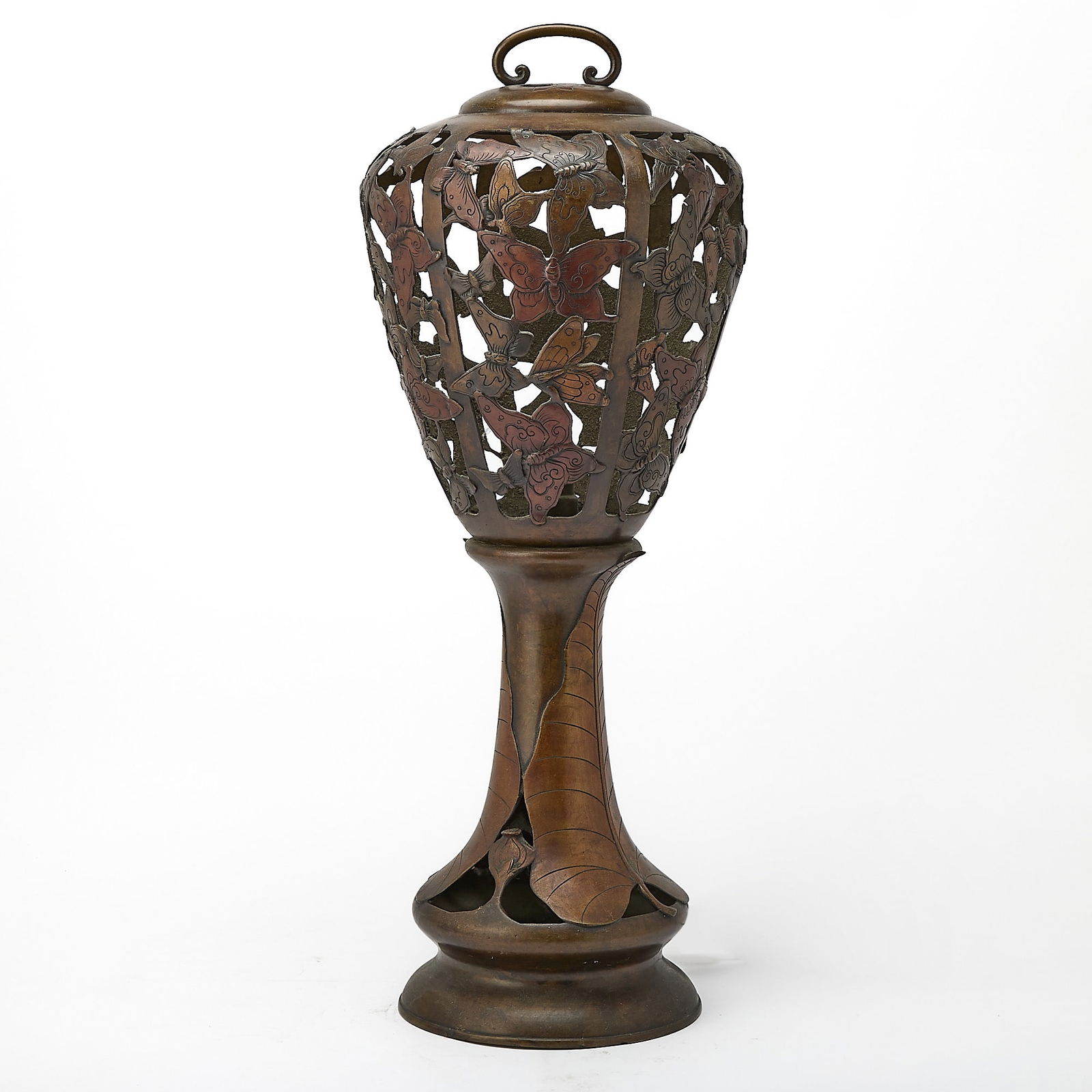 Japanese Openwork Copper Lantern Now Mounted as a Table Lamp (1 of 4)