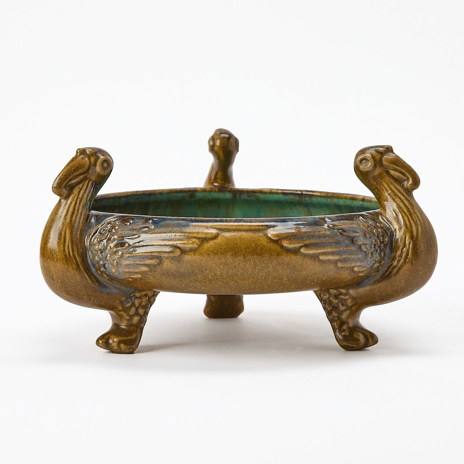 Fulper Pottery Art Deco Egyptian Revival Glazed Earthenware "Ibis" Centerpiece Bowl (1 of 6)