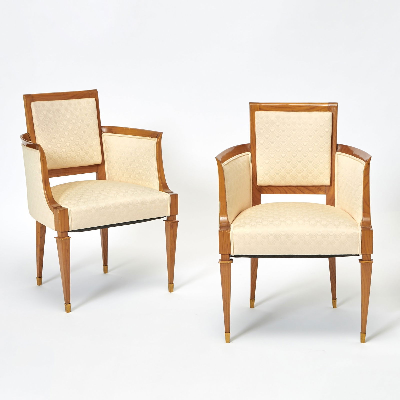 Pair of Upholstered Satinwood Armchairs (1 of 4)