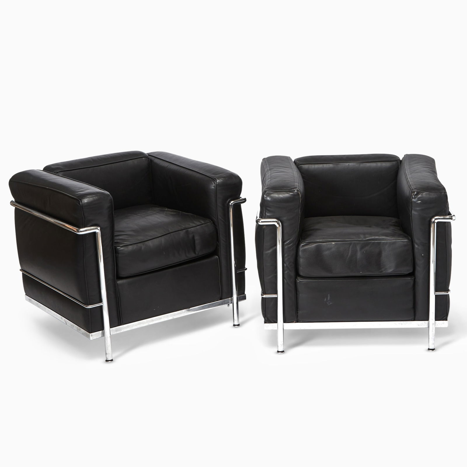Set of Four Le Corbusier for Cassina Steel and Leather Upholstered “LC2” Armchairs (1 of 7)