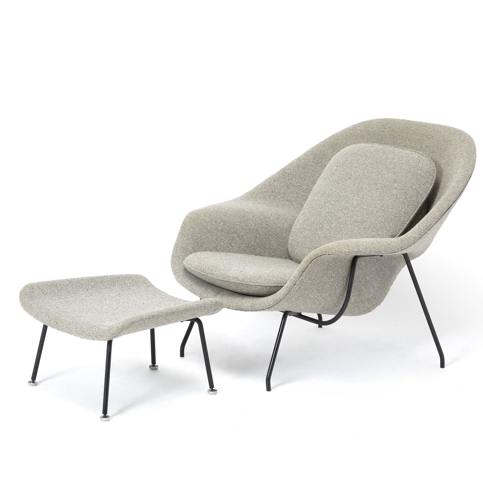 Eero Saarinen Tubular Metal and Upholstered "Womb" Lounge Chair and Ottoman (1 of 6)