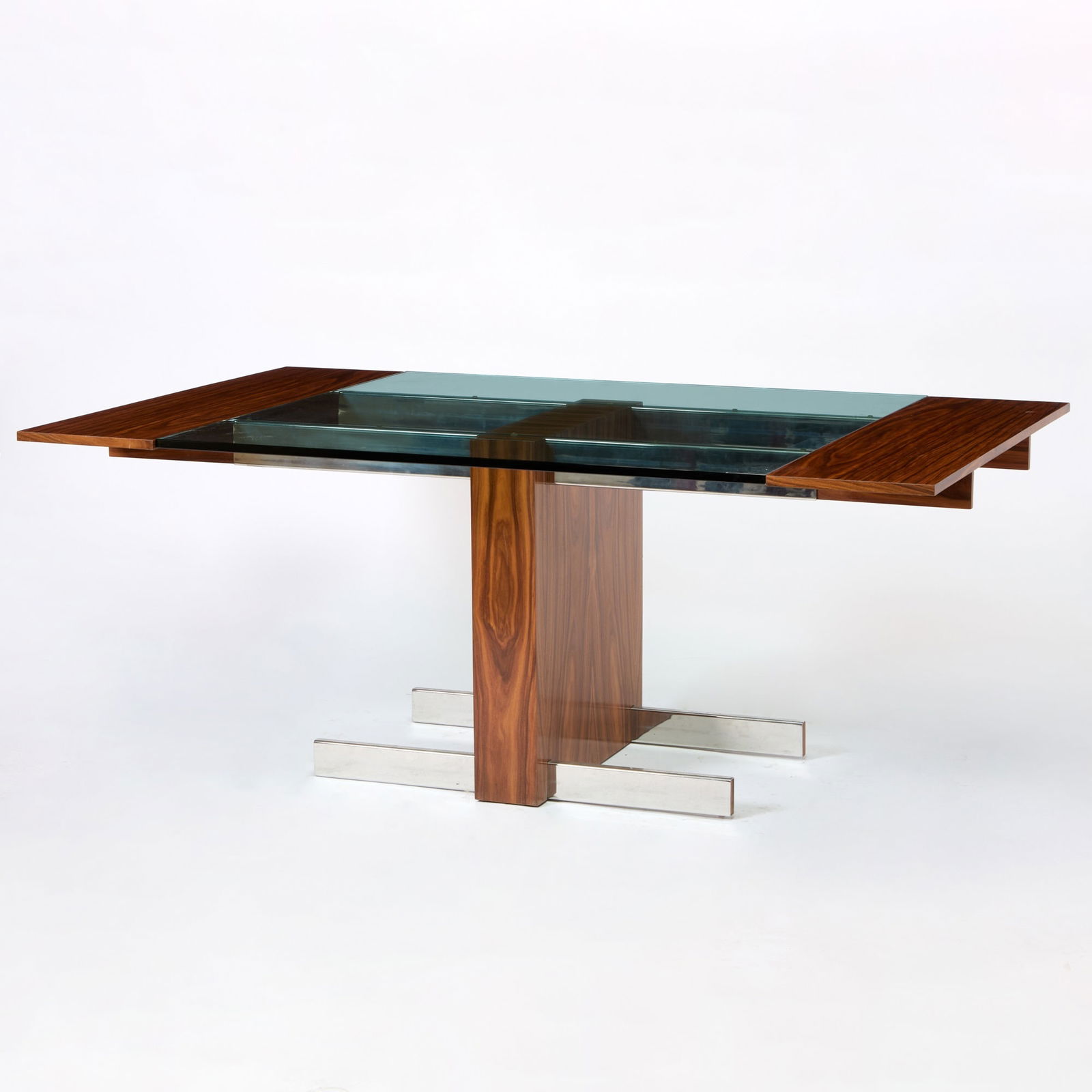 Vladimir Kagan Walnut, Aluminum and Glass "Model 6705" Dining Table (1 of 4)
