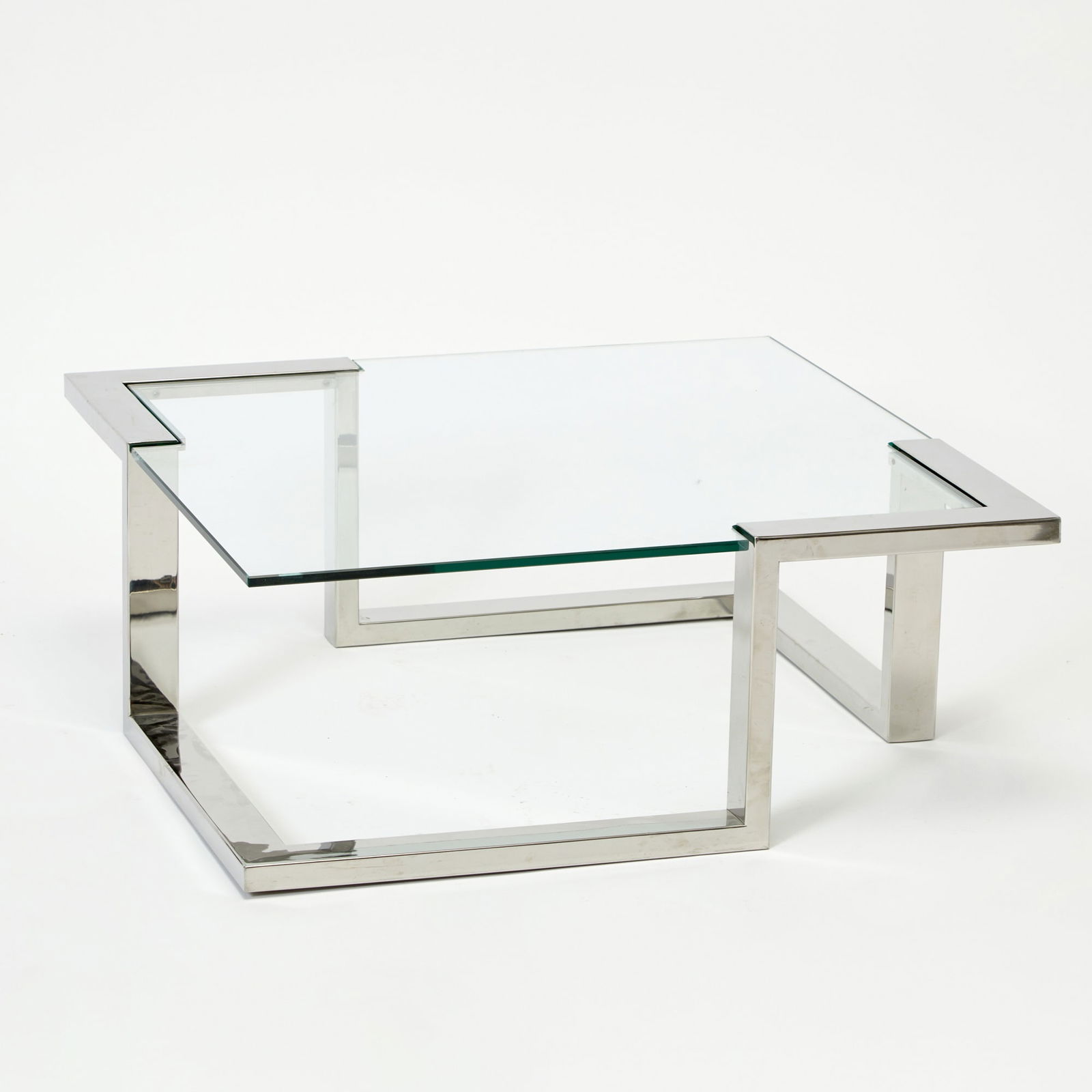 Modernist Chromed Metal and Glass Coffee Table (1 of 4)
