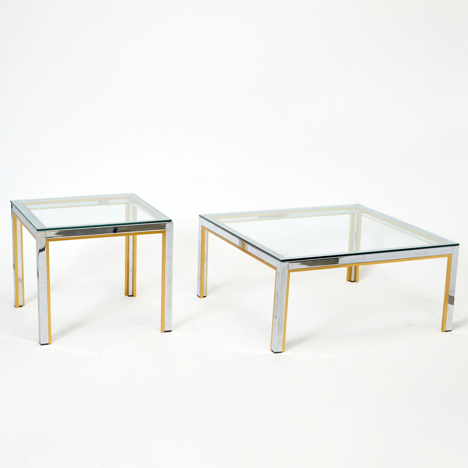Renato Zevi Coffee Brass and Chromed Metal Coffee Table and Side Table (1 of 4)