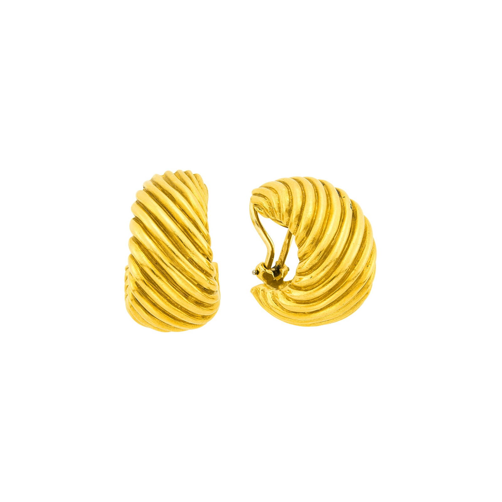 Tiffany & Co. Gold Ribbed Hoop Earclips (1 of 1)