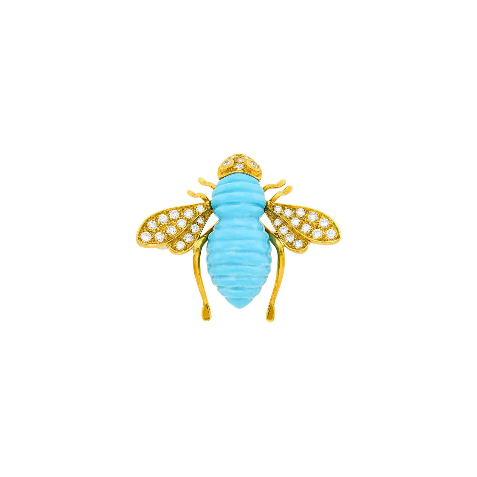 Sabbadini Gold, Turquoise and Diamond Bee Brooch (1 of 1)