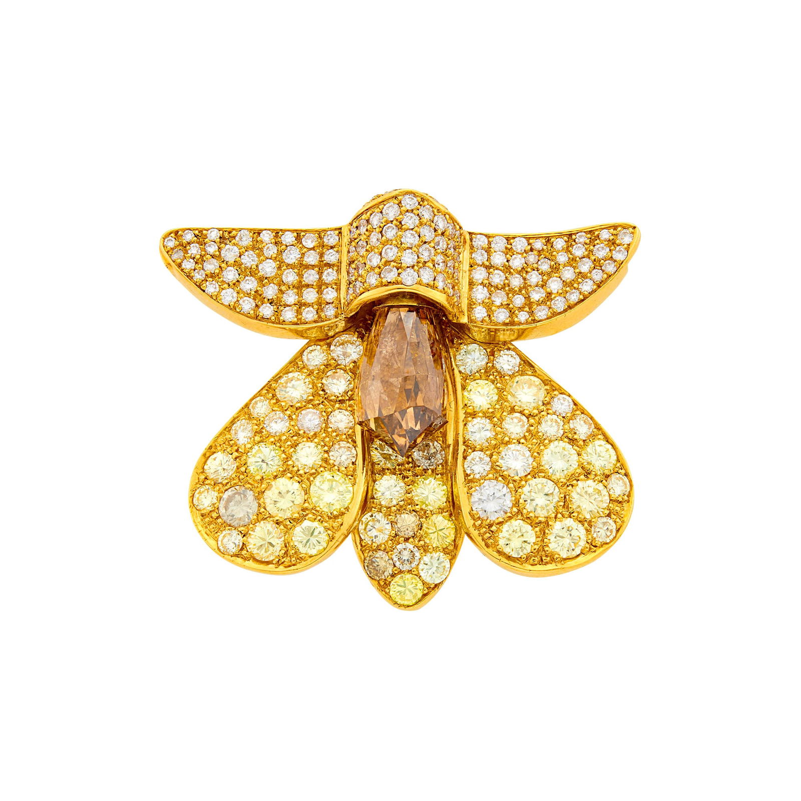 Gold, Colored Diamond and Diamond Clip-Brooch (1 of 1)