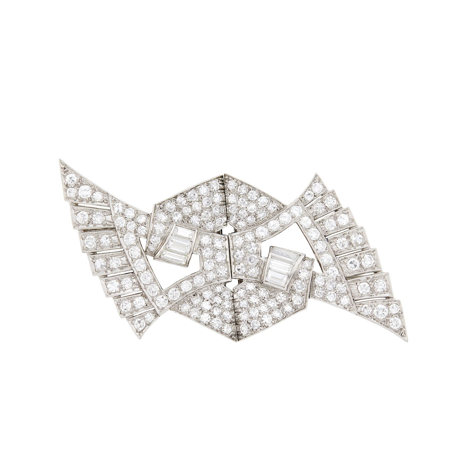 Platinum and Diamond Double Clip-Brooch (1 of 1)