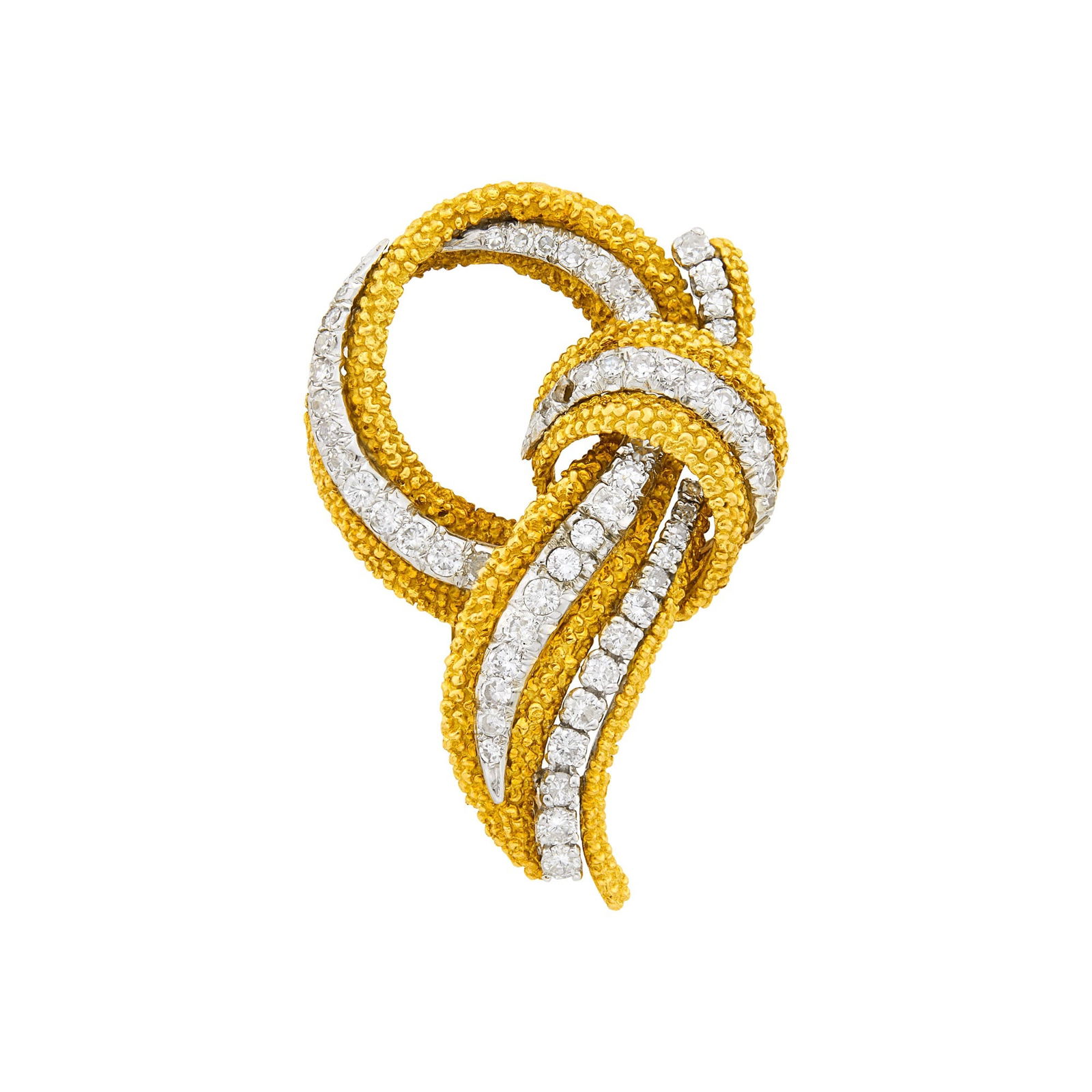 Gold, Platinum and Diamond Knot Clip-Brooch (1 of 1)
