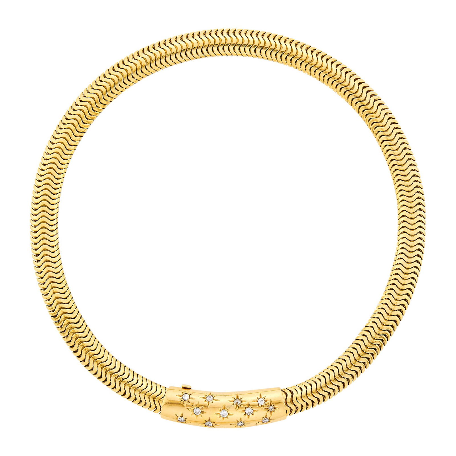 Gold and Diamond Snake Link Slide Necklace (1 of 1)