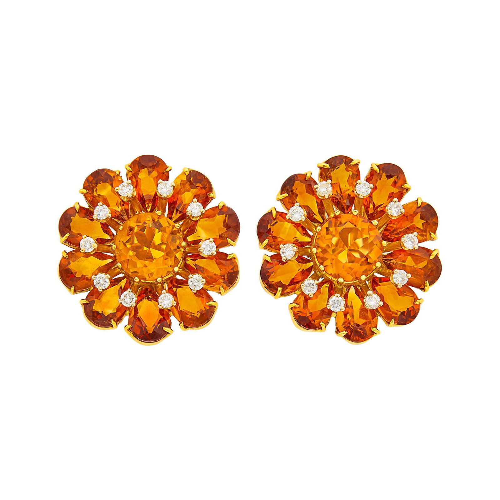 Pair of Gold, Citrine and Diamond Earclips (1 of 1)