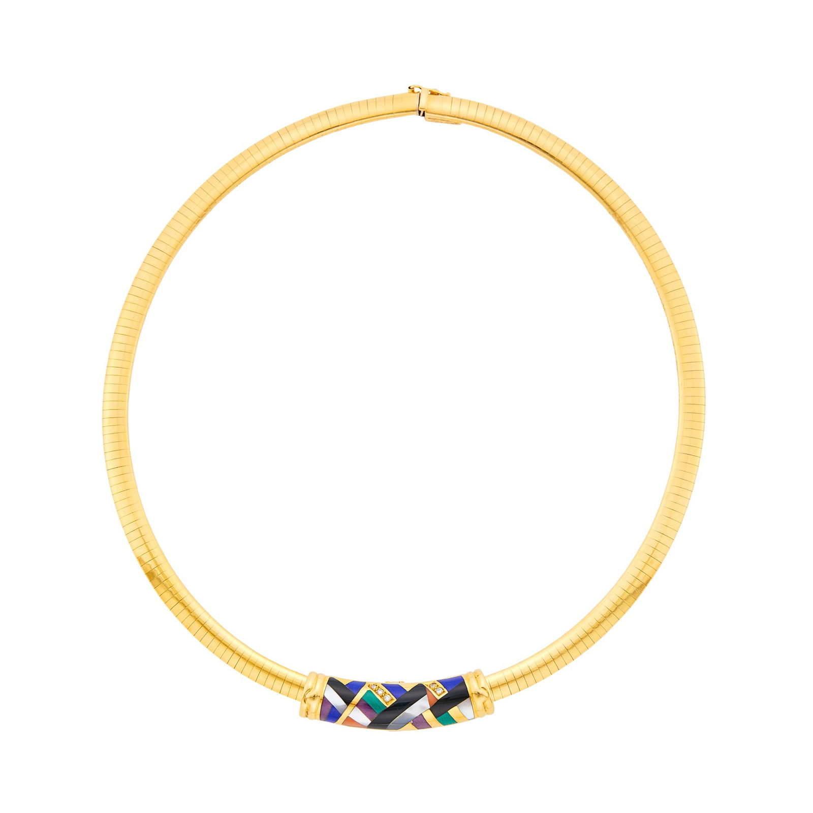 Asch Grossbardt Gold, Hardstone and Diamond Enhancer with Gold Omega Necklace (1 of 1)