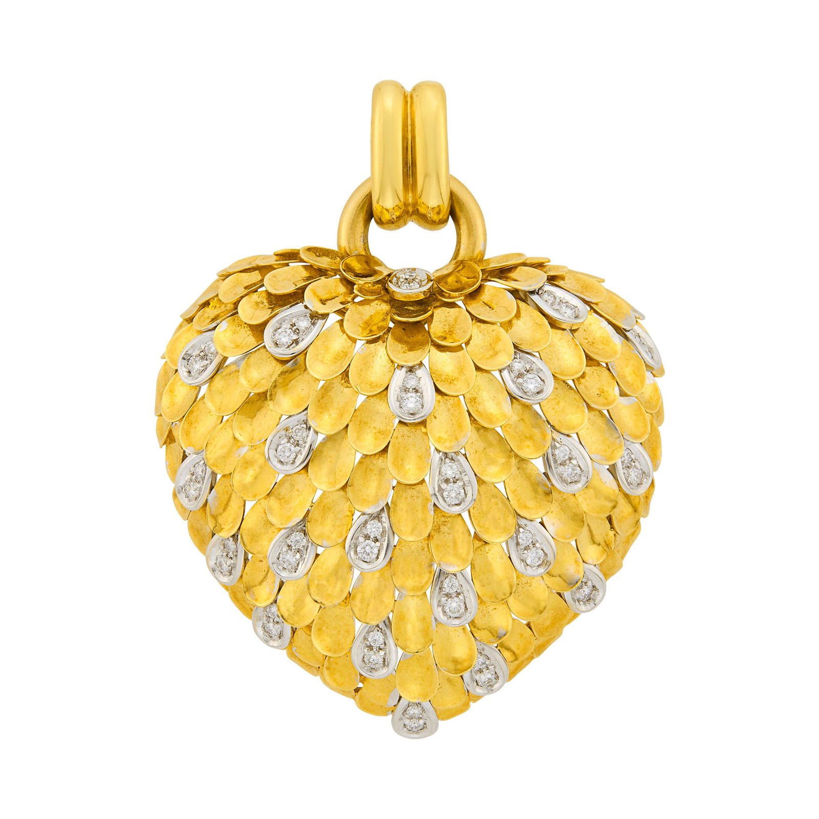 Two-Color Gold and Diamond Heart Pendant (1 of 1)