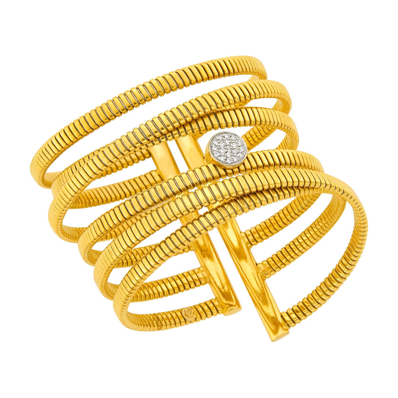 Six Row Gold and Diamond Coiled Snake Link Bracelet (1 of 1)