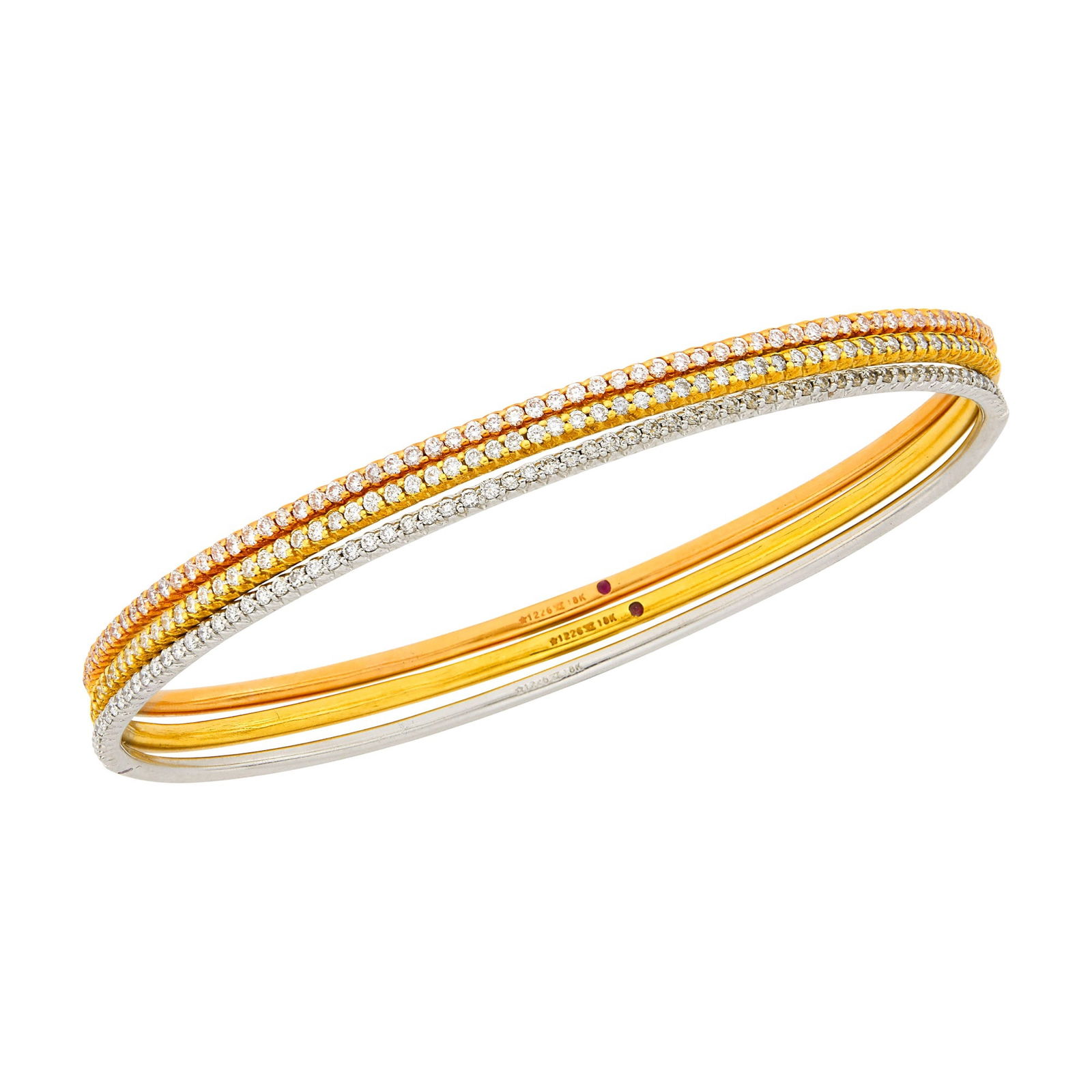 Roberto Coin Three Two-Color Gold and Diamond Bangle Bracelets (1 of 1)