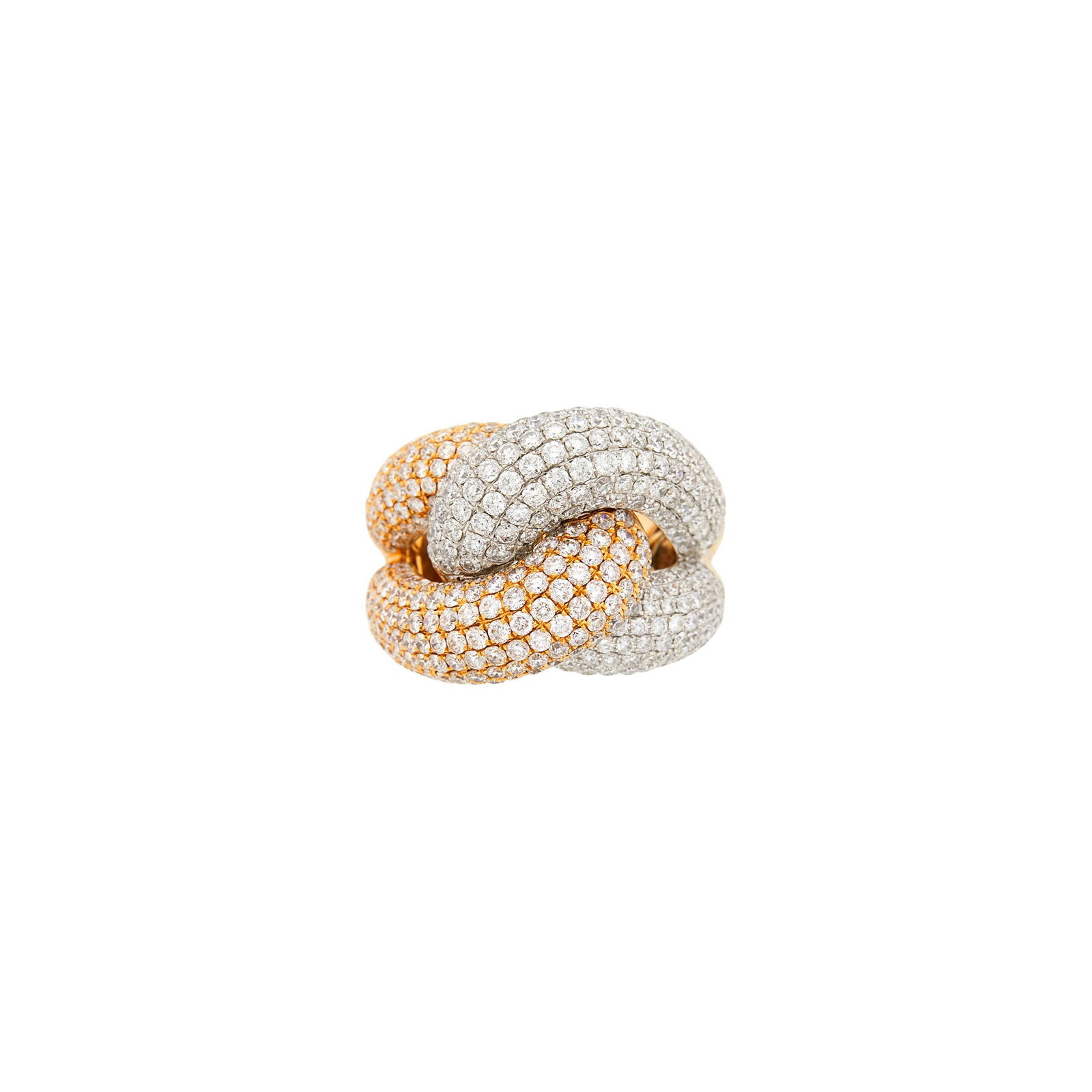 Tricolor Gold and Diamond Knot Ring (1 of 2)