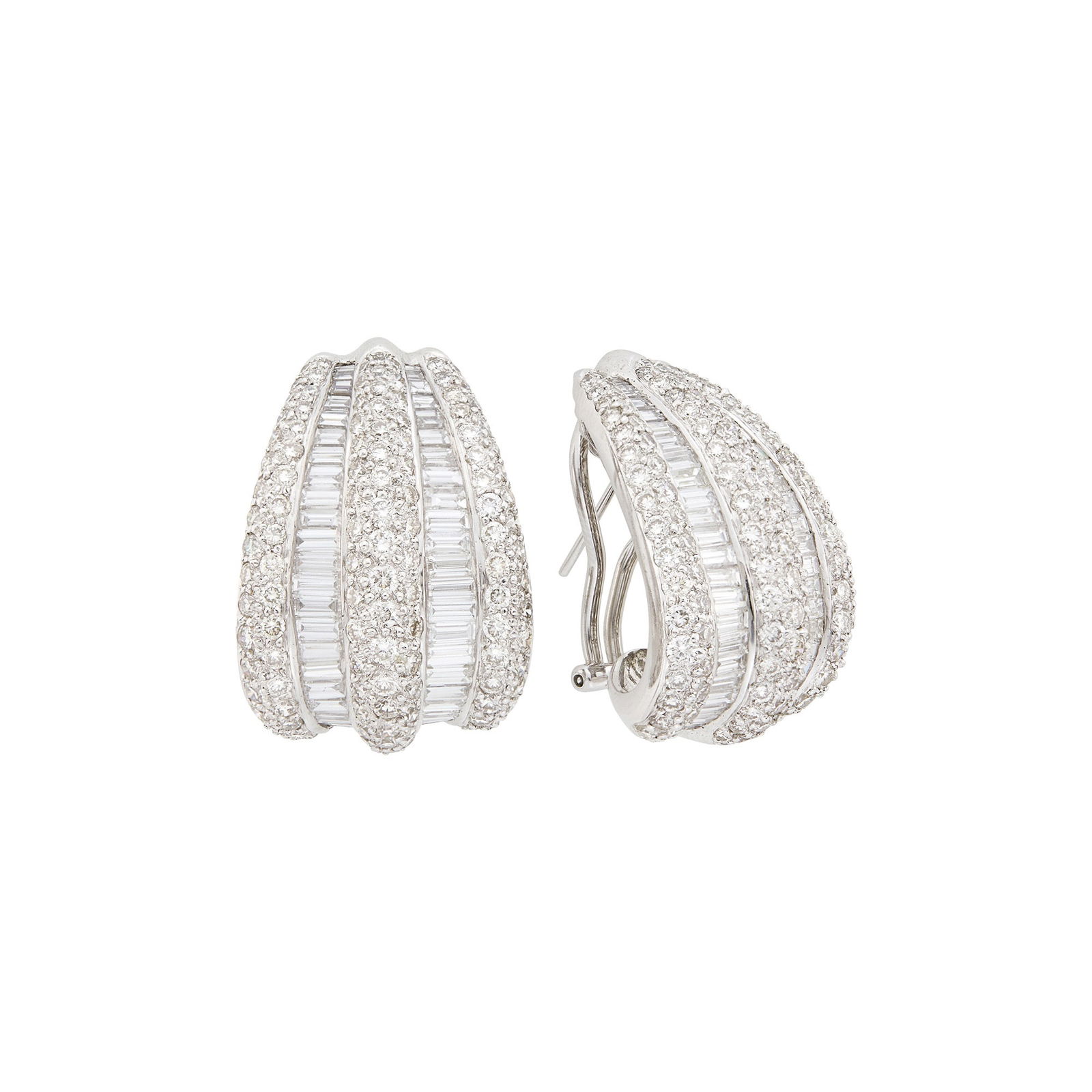 Pair of White Gold and Diamond Half-Hoop Earrings (1 of 1)
