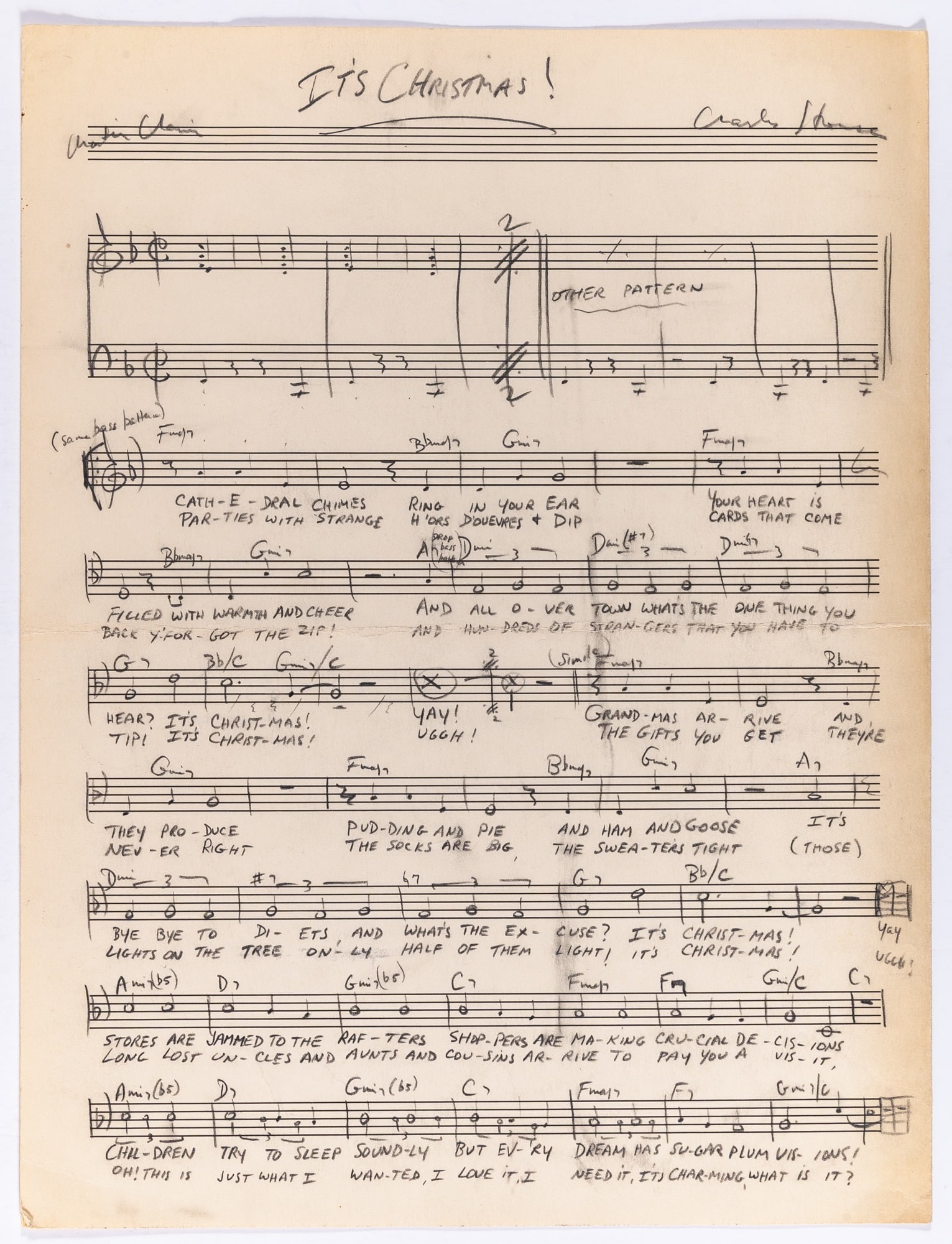 “It’s Christmas!” holograph musical manuscript (1 of 2)
