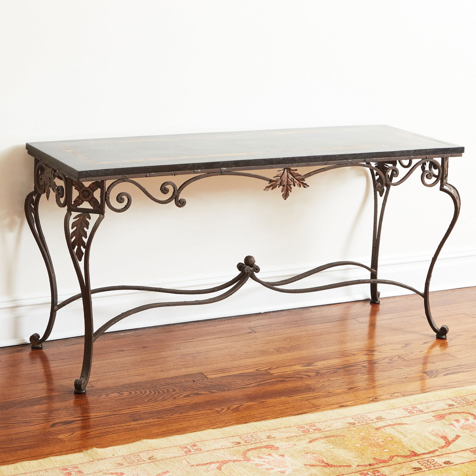 Faux Marble Wood and Iron Console Table (1 of 2)