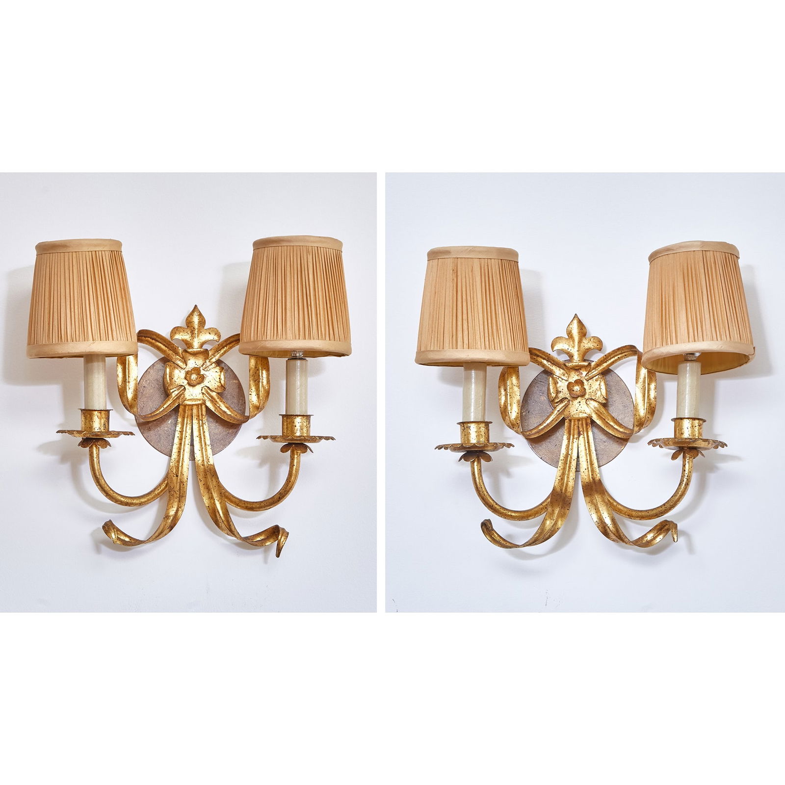 Pair of Gilt-Metal Two Light Sconces (1 of 3)