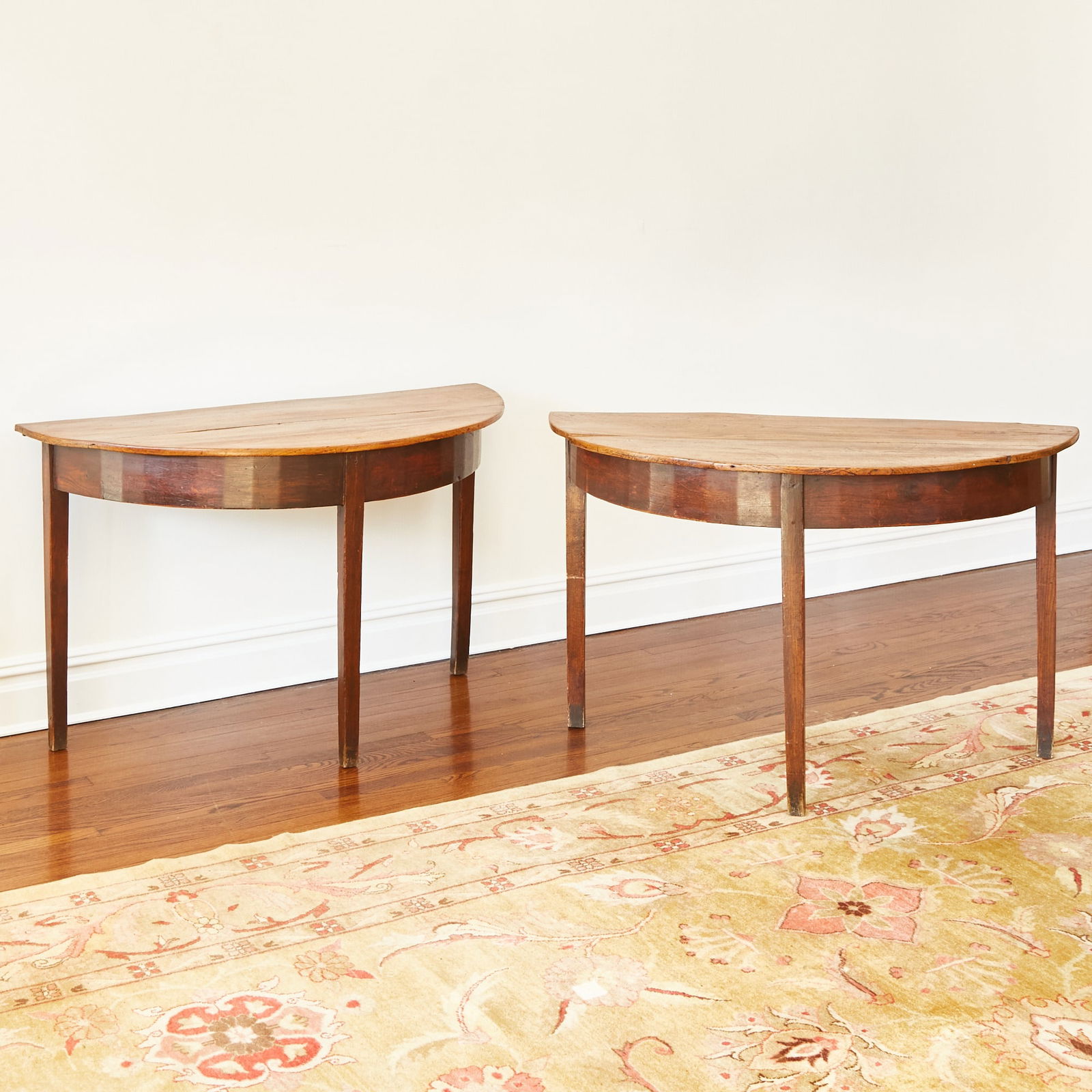 Pair of George III Oak Demilune Console Tables (1 of 2)