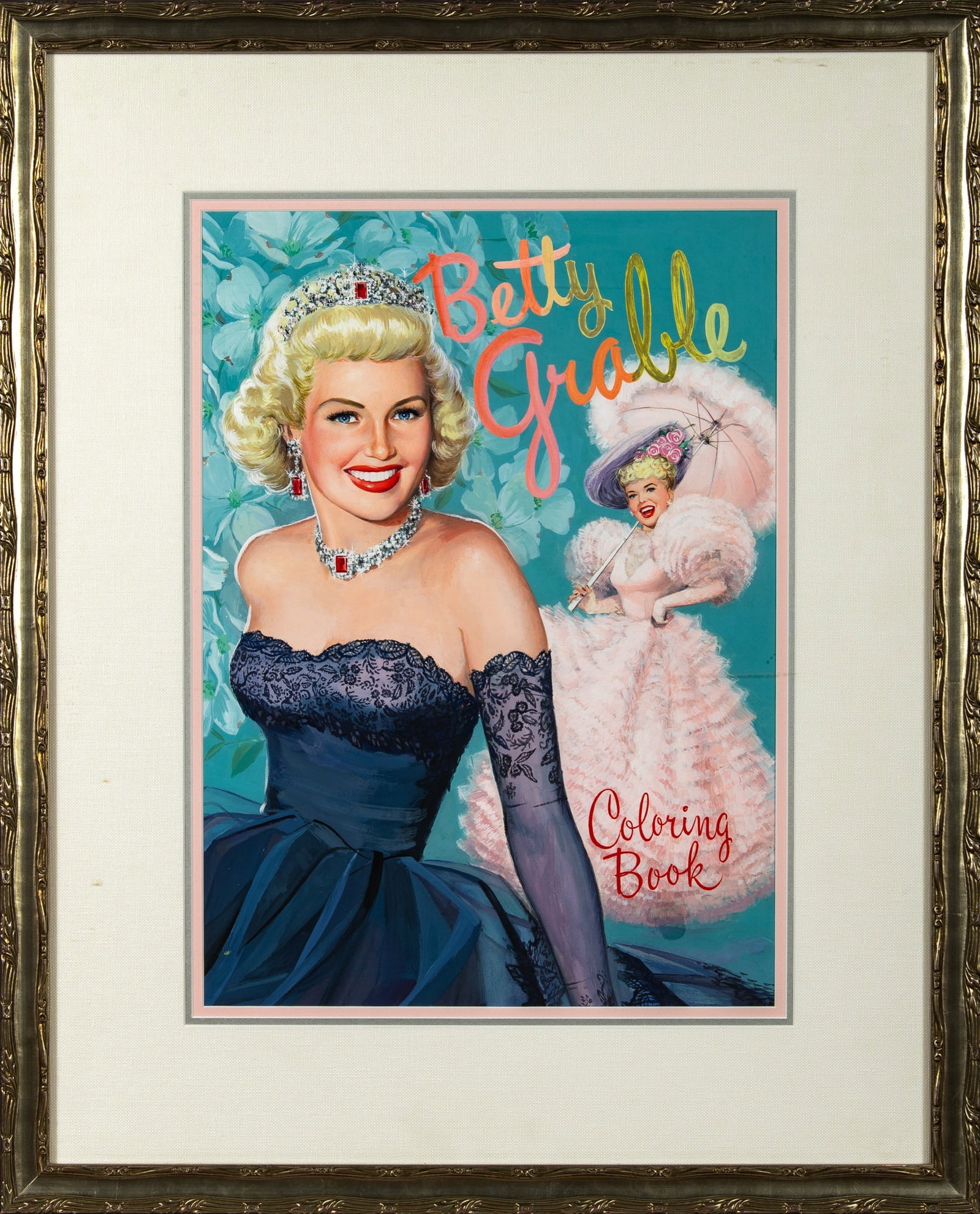 Betty Grable Coloring Book film poster: [FILM POSTER] Original illustration for Coloring Book, starring Betty Grable. Gouache on