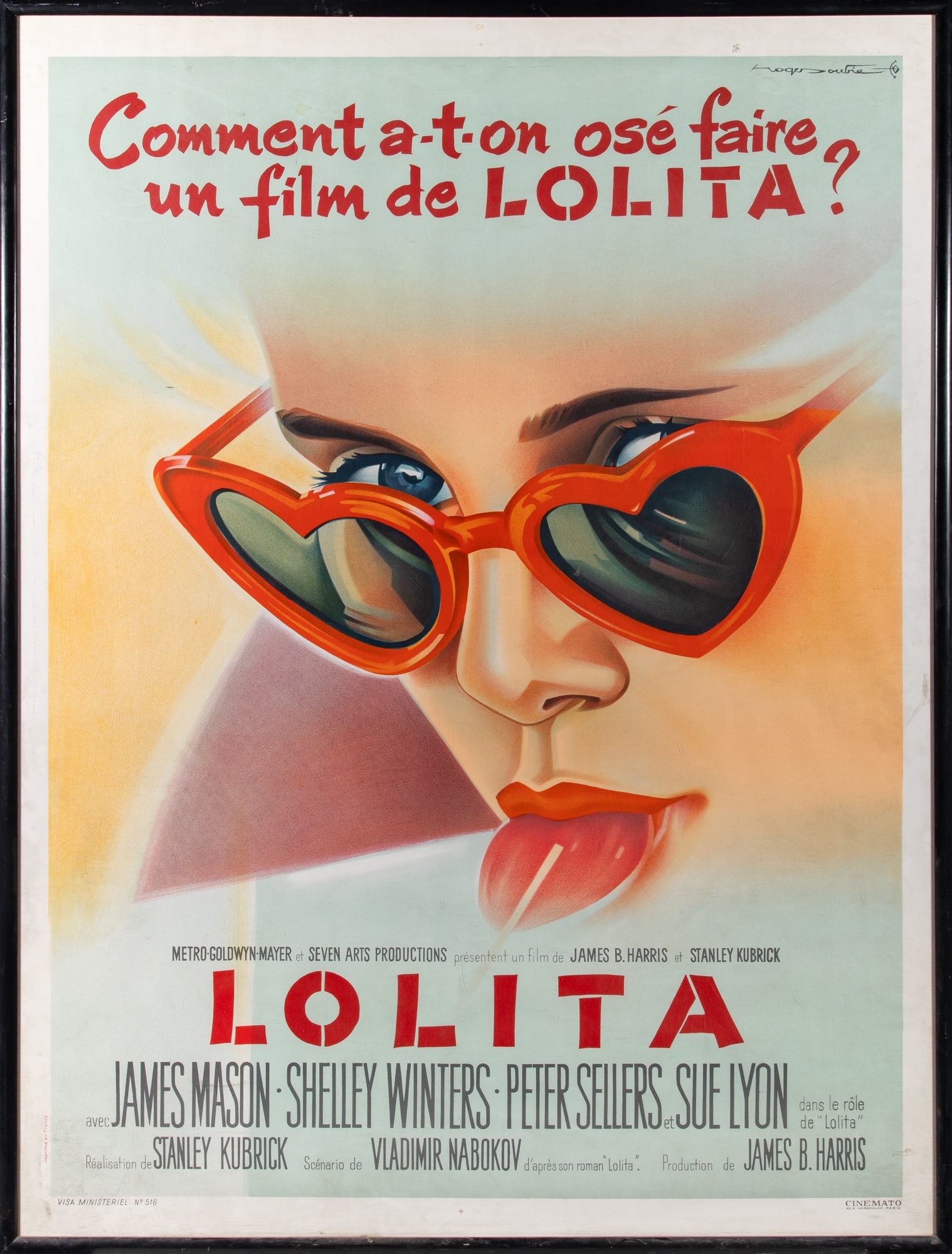 An original French grande poster for Kubrick's Lolita.: [FILM POSTERS] Stanley Kubrick. Lolita. MGM, 1962. Original French grande stone lithograph poster.